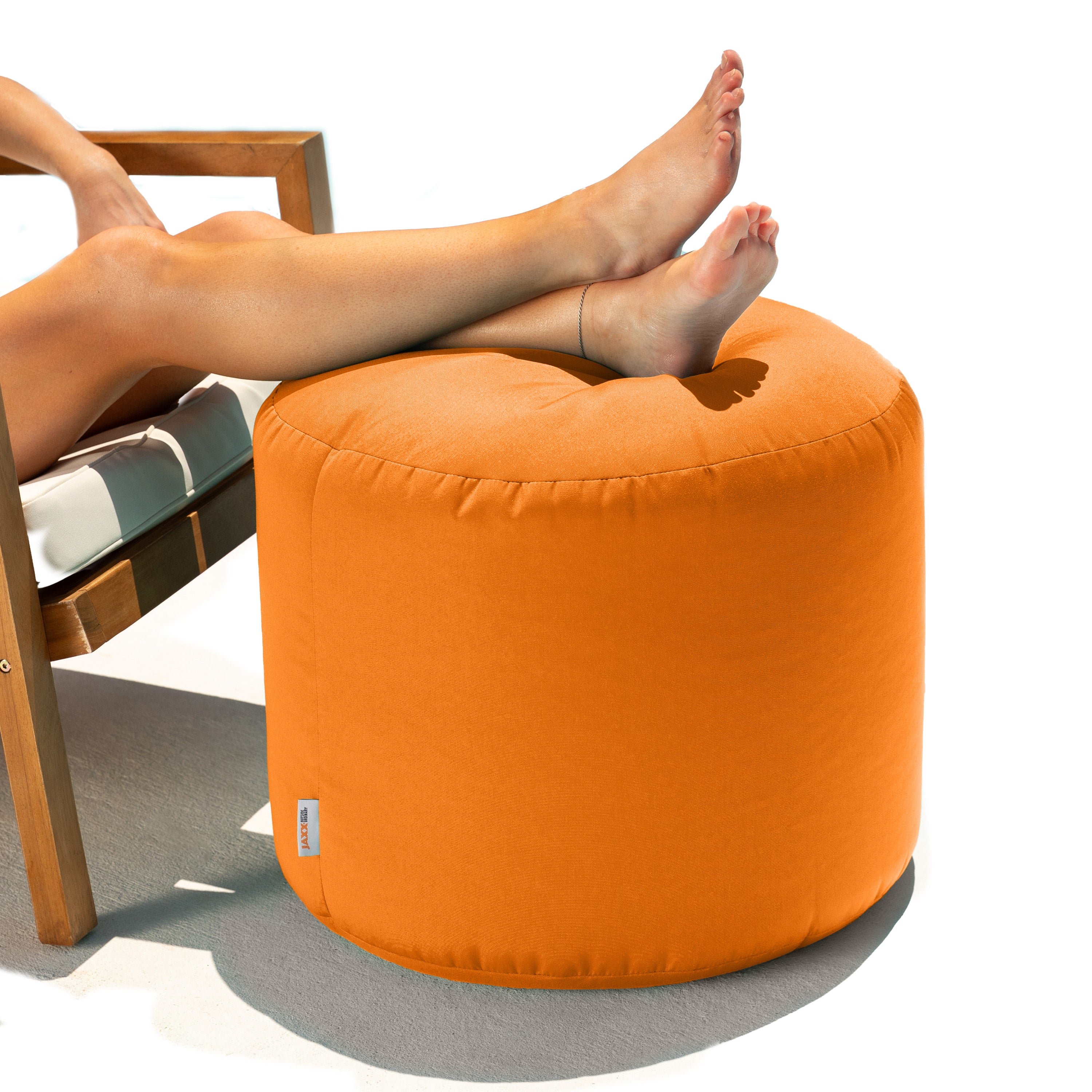 Jaxx Spring Indoor / Outdoor Bean Bag Pouf Ottoman, Sunbrella Tangerine