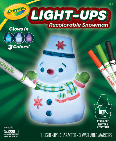 Crayola Light-Ups - Snowman, Light Up Snowman Toy,  Reusable Coloring Toy, Light Up Snowman Decoration for Indoors, Gift