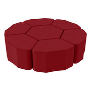 Pro Series Upholstered Bloom Ottoman 18" Height, 7-Piece - Crimson