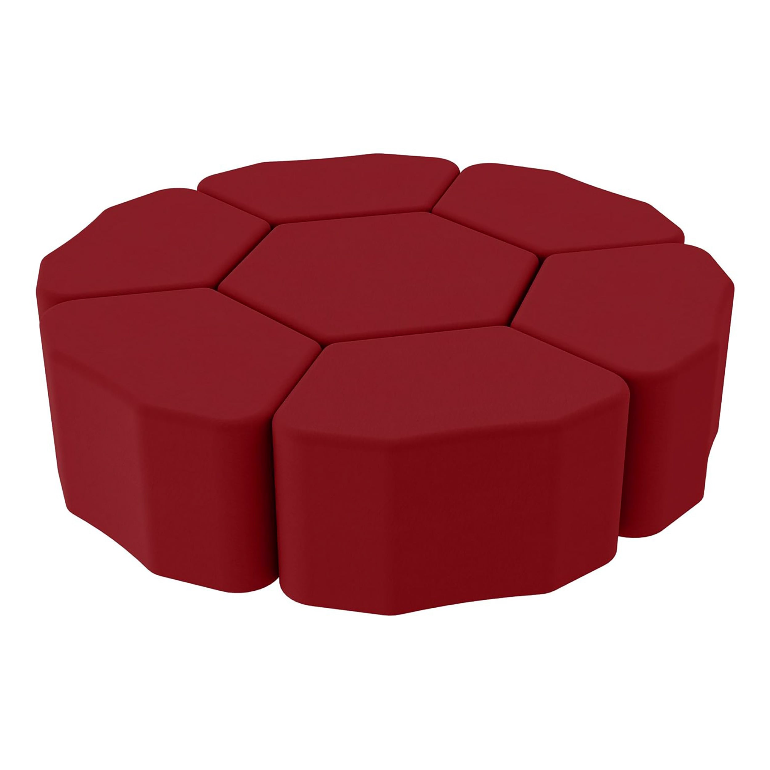 Pro Series Upholstered Bloom Ottoman 18" Height, 7-Piece - Crimson