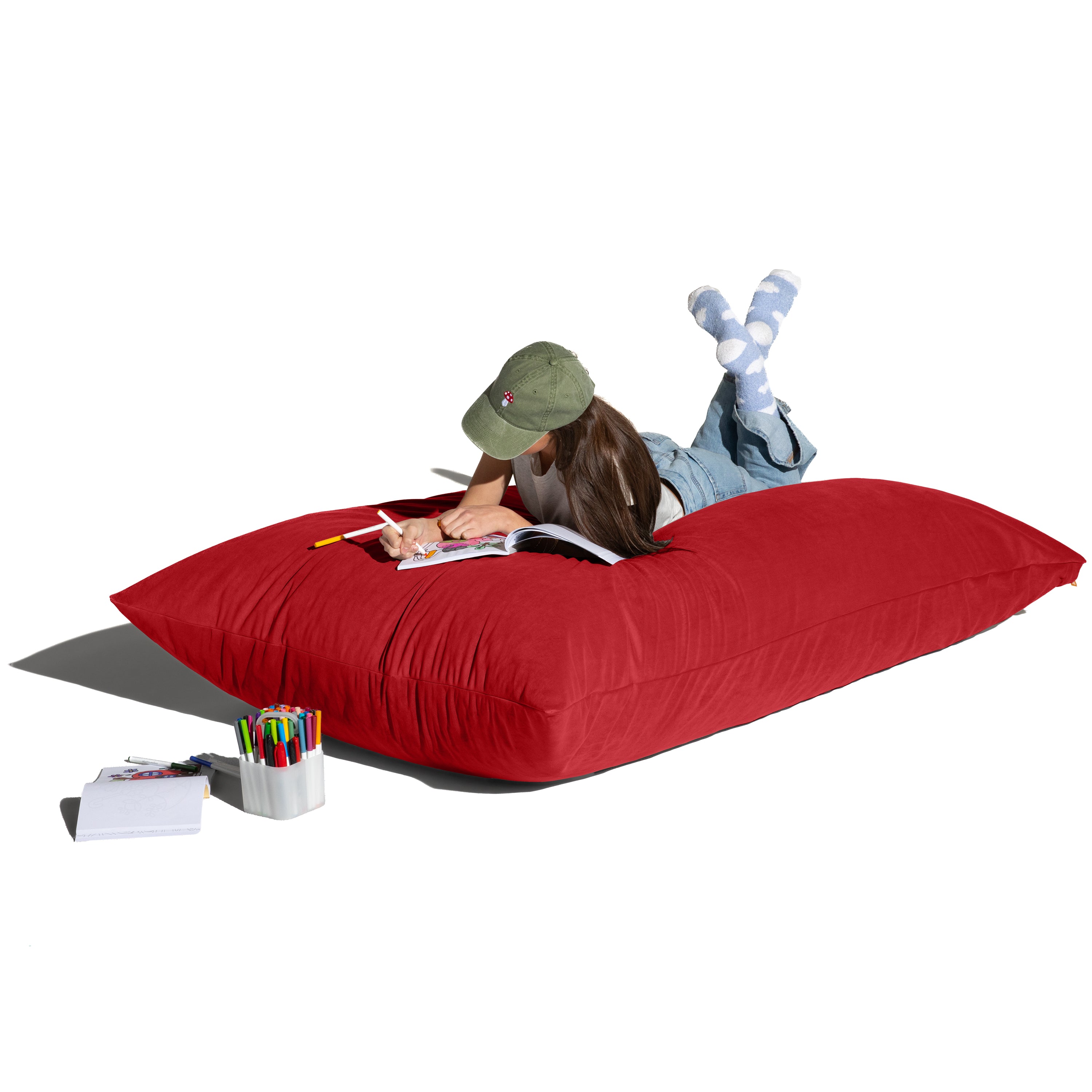Jaxx Pillow Saxx 5.5-Foot Décor Bean Bag Giant Floor Pillow Lounge, Lush Velvet Merlot