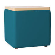 Pro Series Upholstered 18" x 18" Square Ottoman Table 18" Height - Teal/Maple