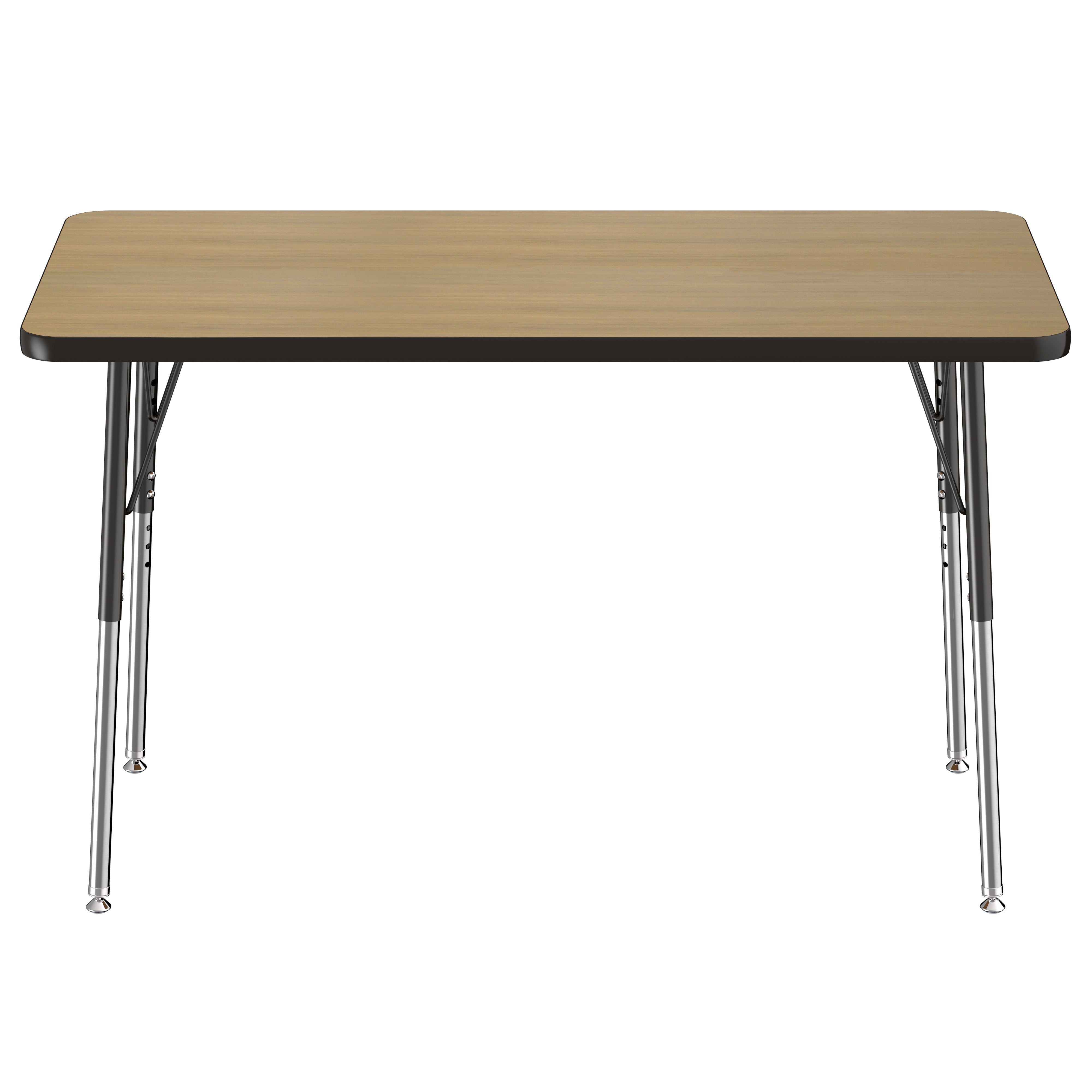 24" x 48" Rectangle Thermofused Activity Table with Adjustable Standard Swivel Glide Legs - Pasadena Oak/Black