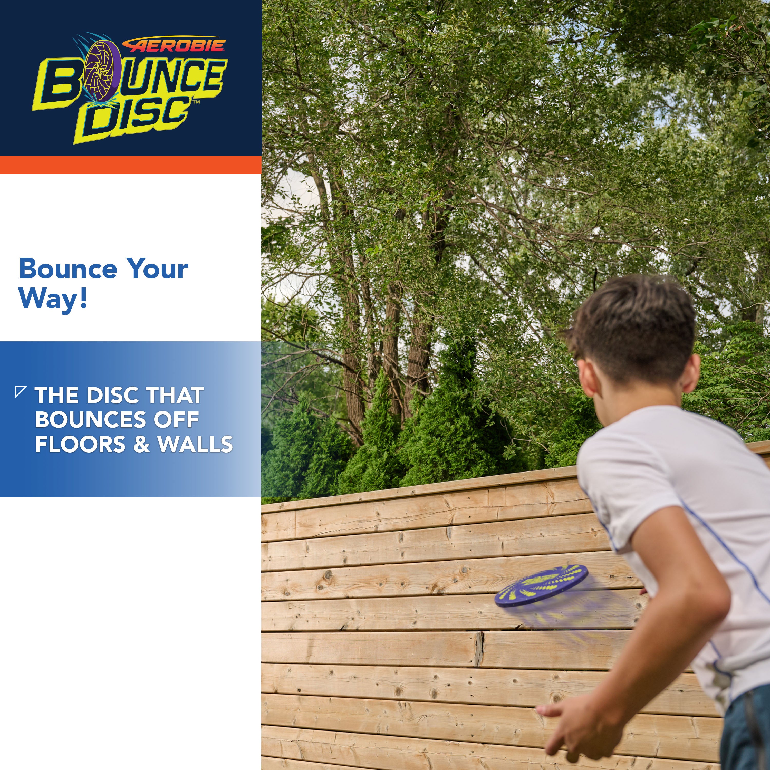 Aerobie Bounce Disc, Throwing Disc Toy for Kids, Backyard Toys & Outdoor Games for Adults & Family, Ages  5 & Up