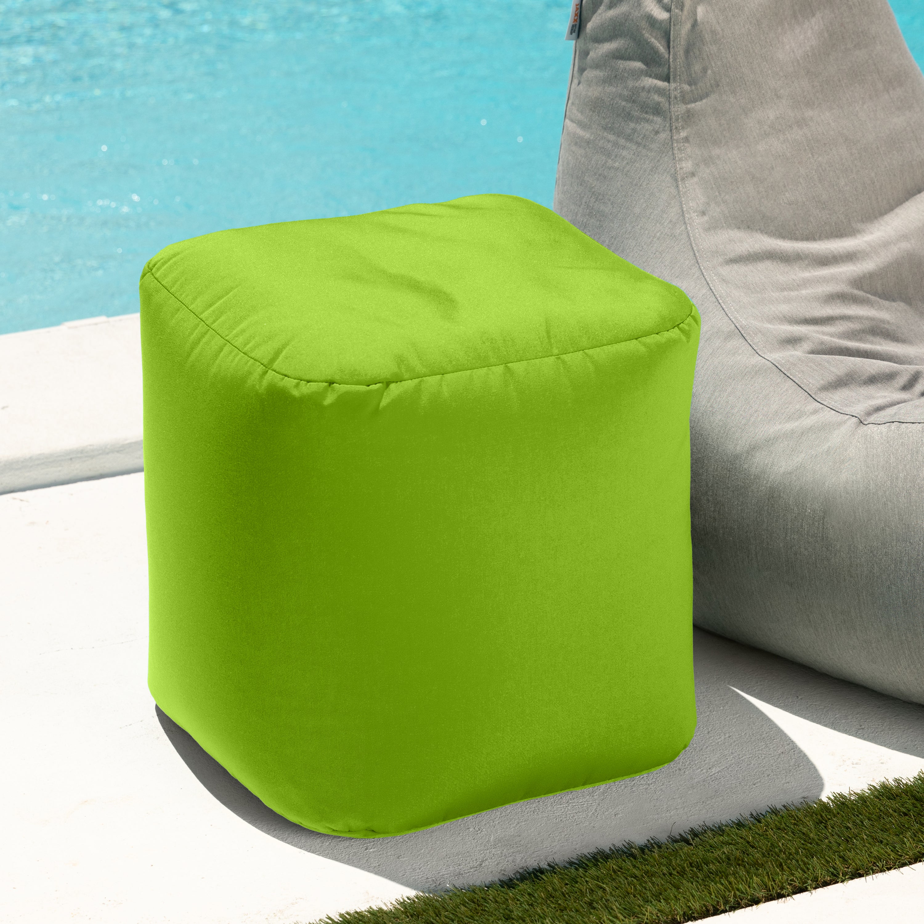 Jaxx Luckie Outdoor Patio Bean Bag Ottoman, Lime