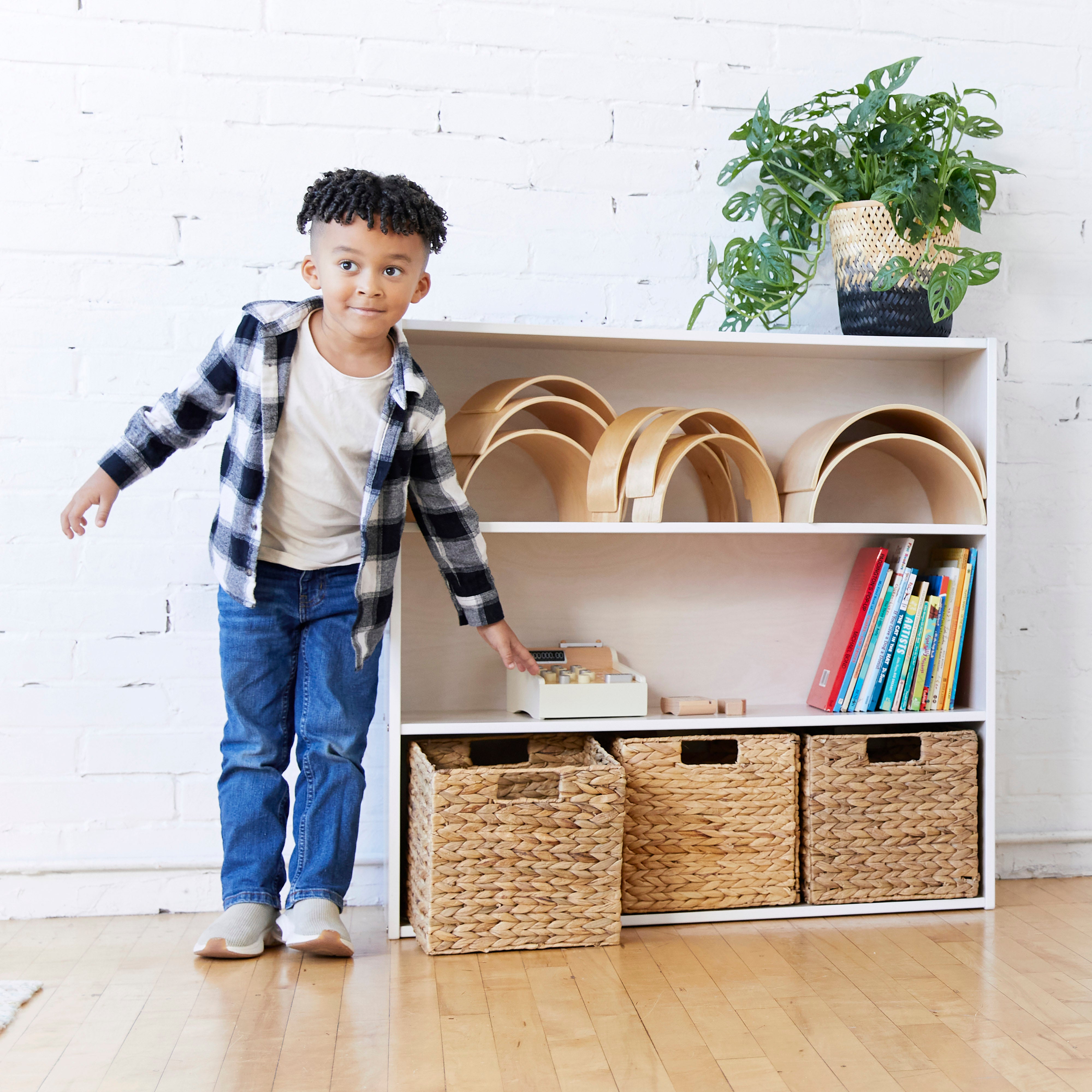 Streamline 3-Shelf Storage Cabinet with Back 36in H - White Wash