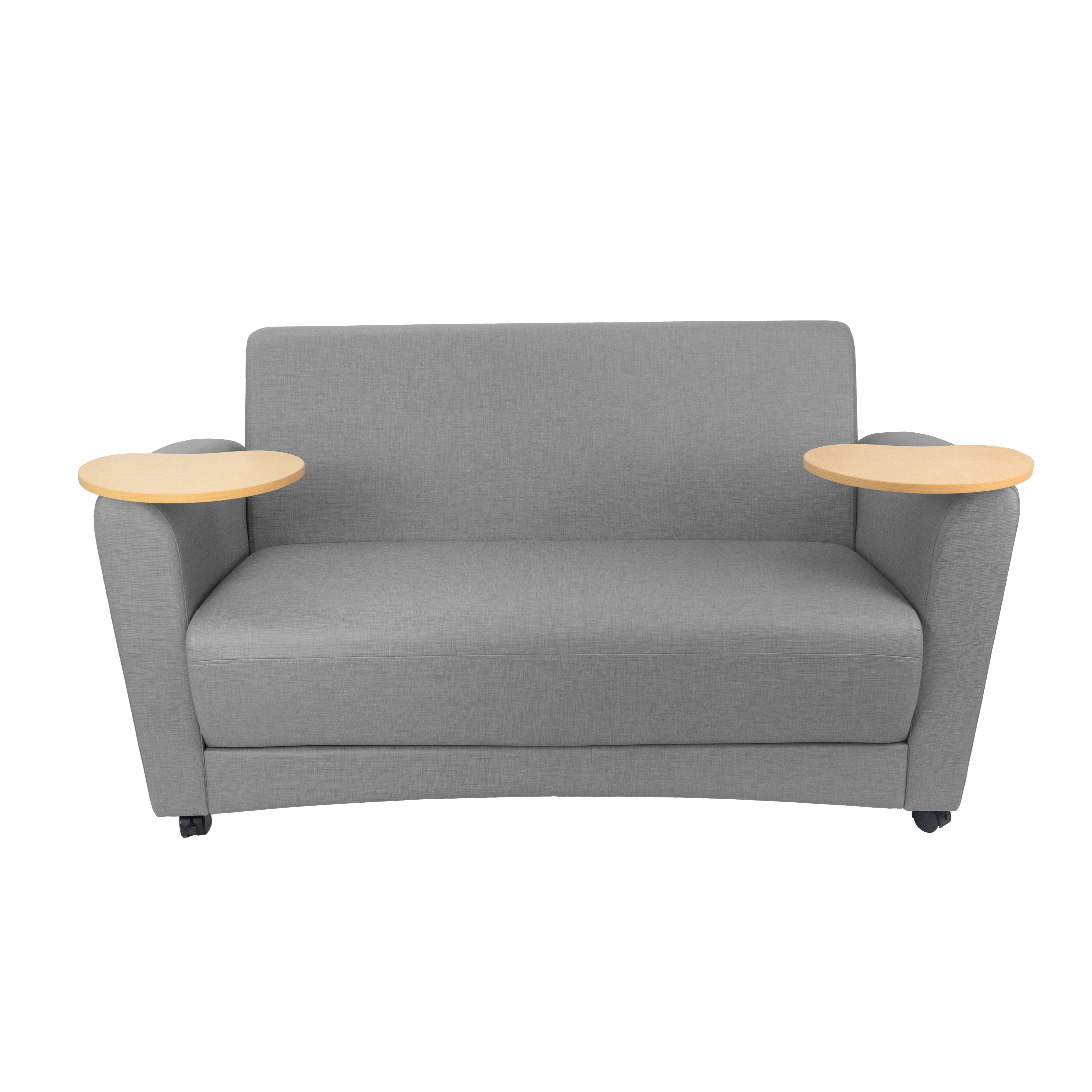 Pro Series Upholstered Common Area Sofa with Tablet - Slate Gray Crosshatch/Maple Grain