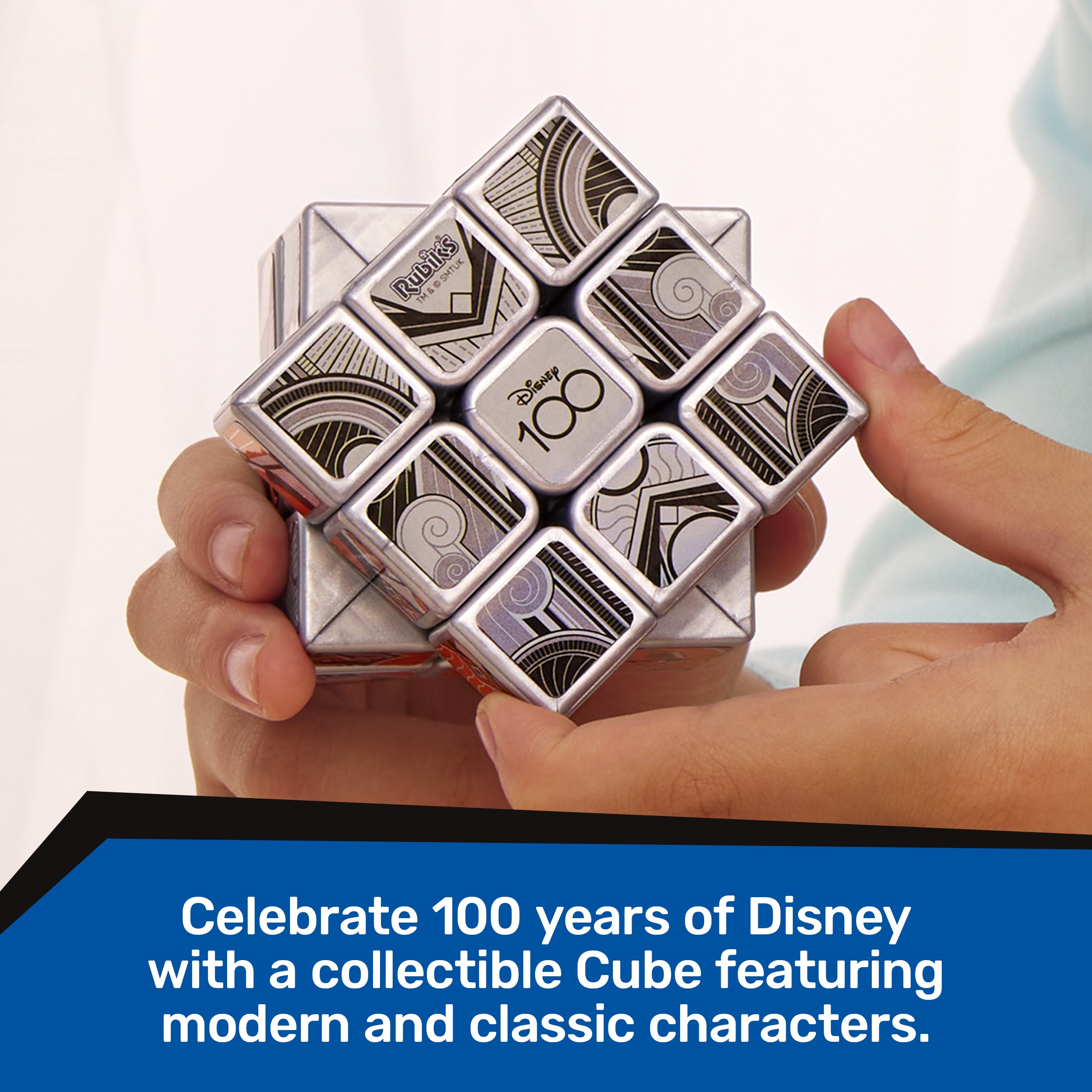Rubik’s Cube, Disney 100th Anniversary Metallic Platinum 3x3 Cube, Disney Toy, Problem-Solving Brain Teaser, Classic Color-Matching Puzzle, Fidget Toy, Sensory Puzzle for Ages 8 & Up