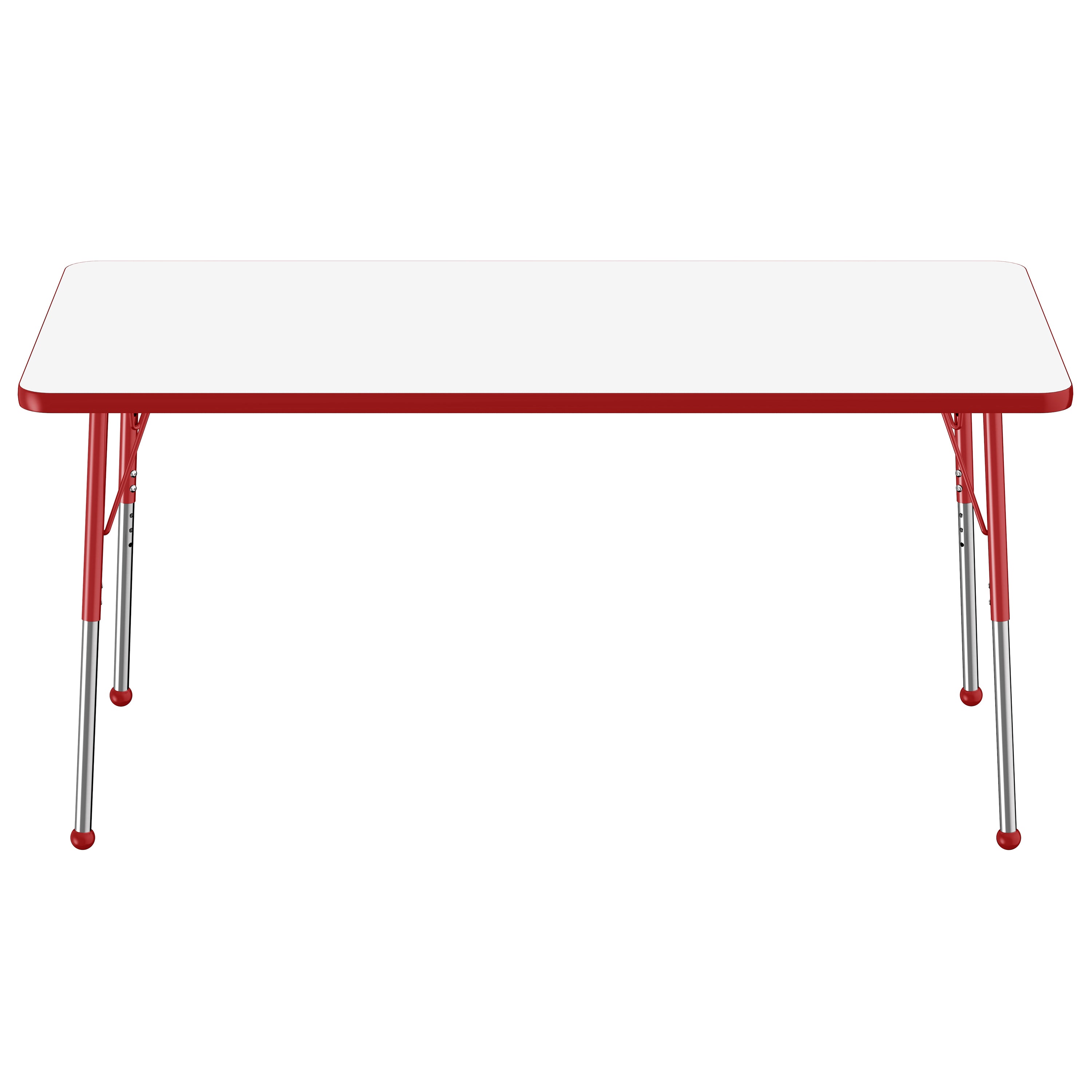 30" x 60" Rectangle Dry-Erase Activity Table with Adjustable Standard Ball Glide Legs - Whiteboard/Red