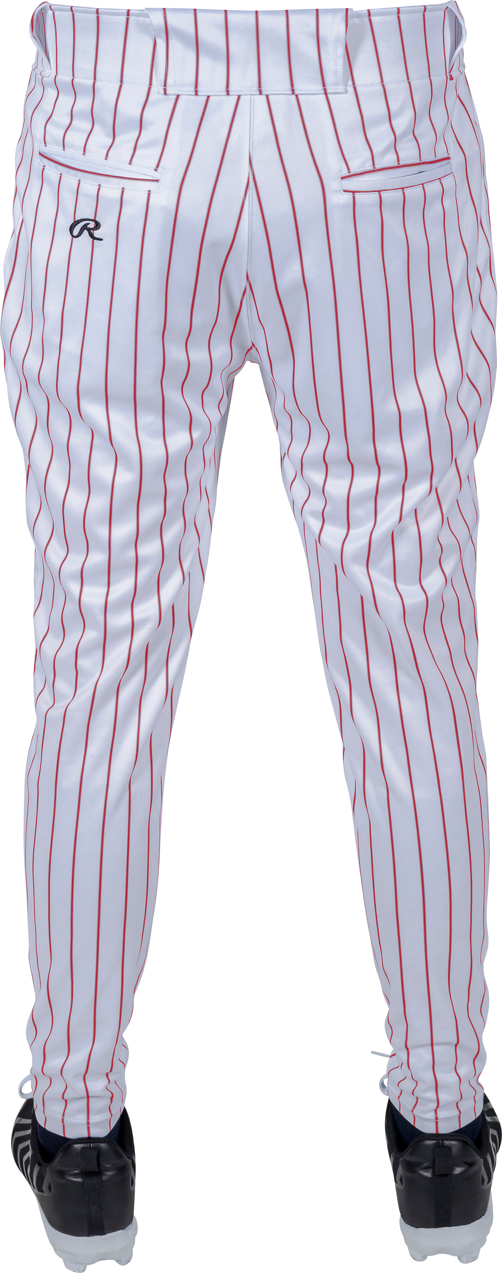 Rawlings Adult Plated Pro Taper Fit Pant With Sublimated Pro Stripe - Small - White/Scarlet