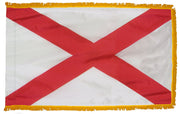 Alabama State Flag 3x5 ft. Nylon with Pole Sleeve and Gold Fringe for Parades, and Indoor Display