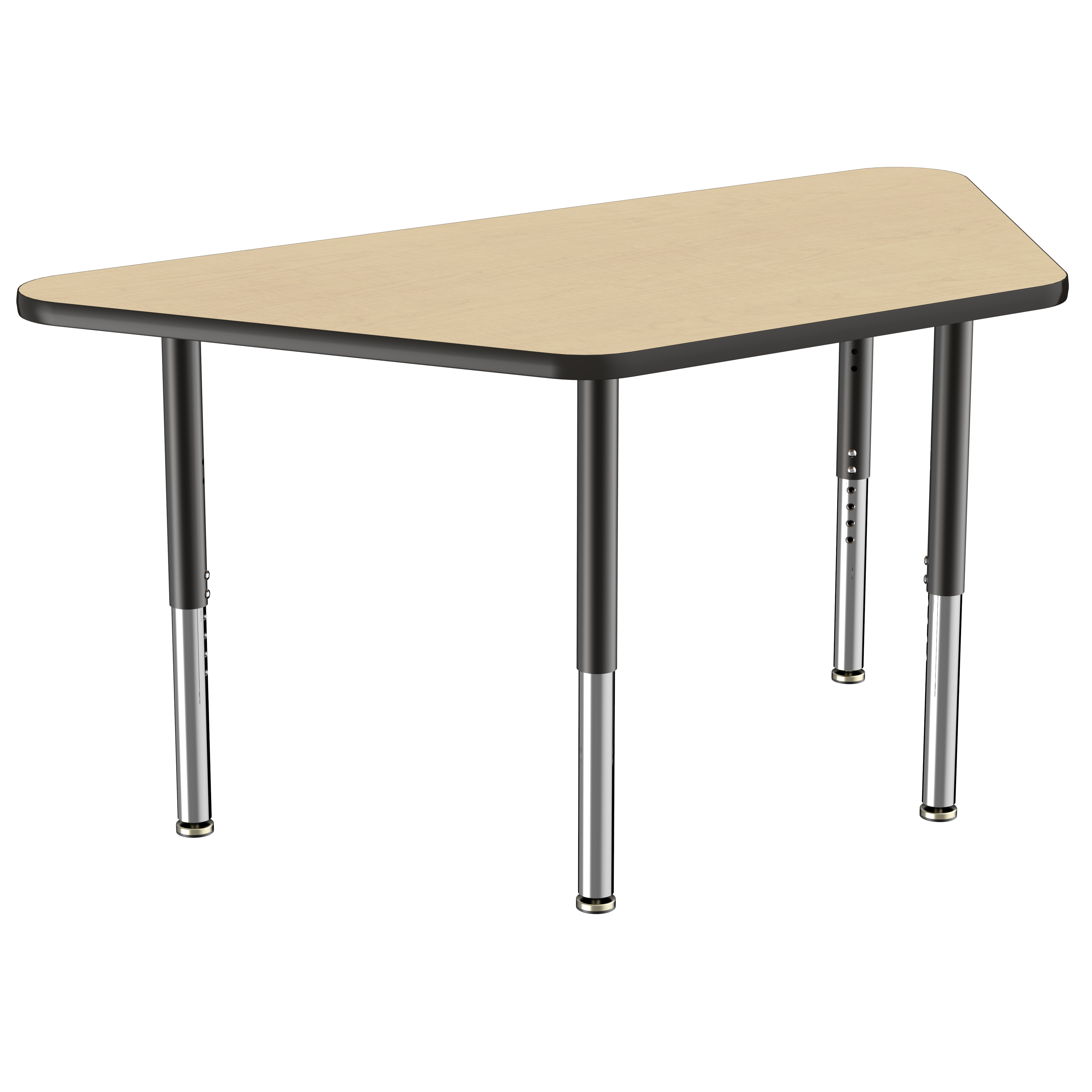 30" x 60" Trapezoid T-Molding Activity Table with Adjustable Super Legs - Maple/Black