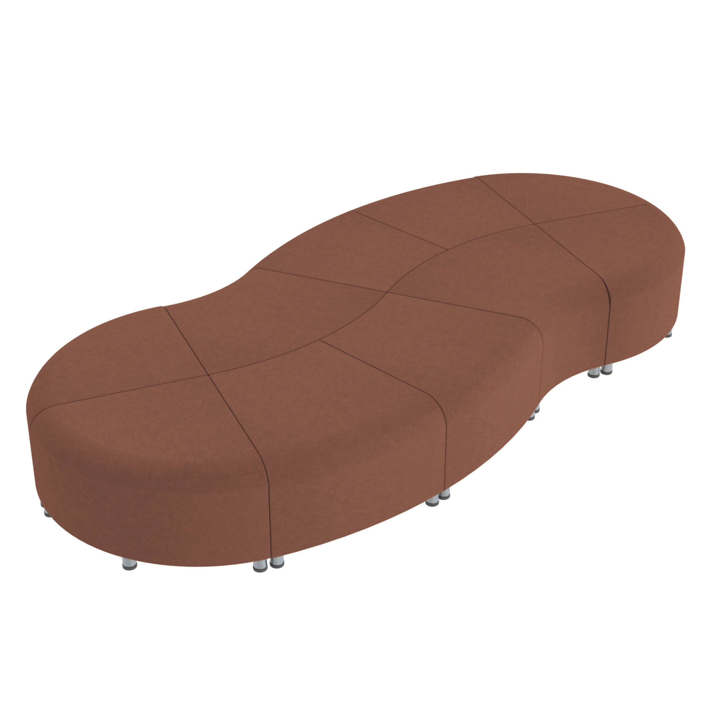 Pro Series Rustic Connect Curved Wave Backless Seating, 10-Piece Set - Hazelnut