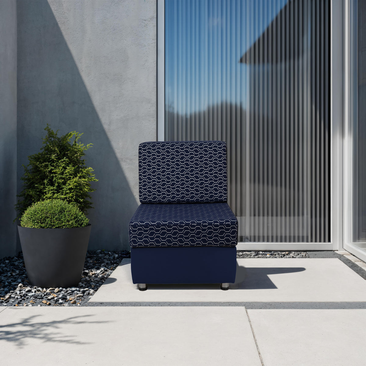 Outdoor Armless Chair with Sunbrella - Adaptation Indigo/Canvas Navy