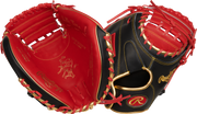 Rawlings Heart Of The Hide With Contour Technology Catchers Mitt 32.5-Inch Baseball Glove - Right Hand Thrower - Scarlet/Black