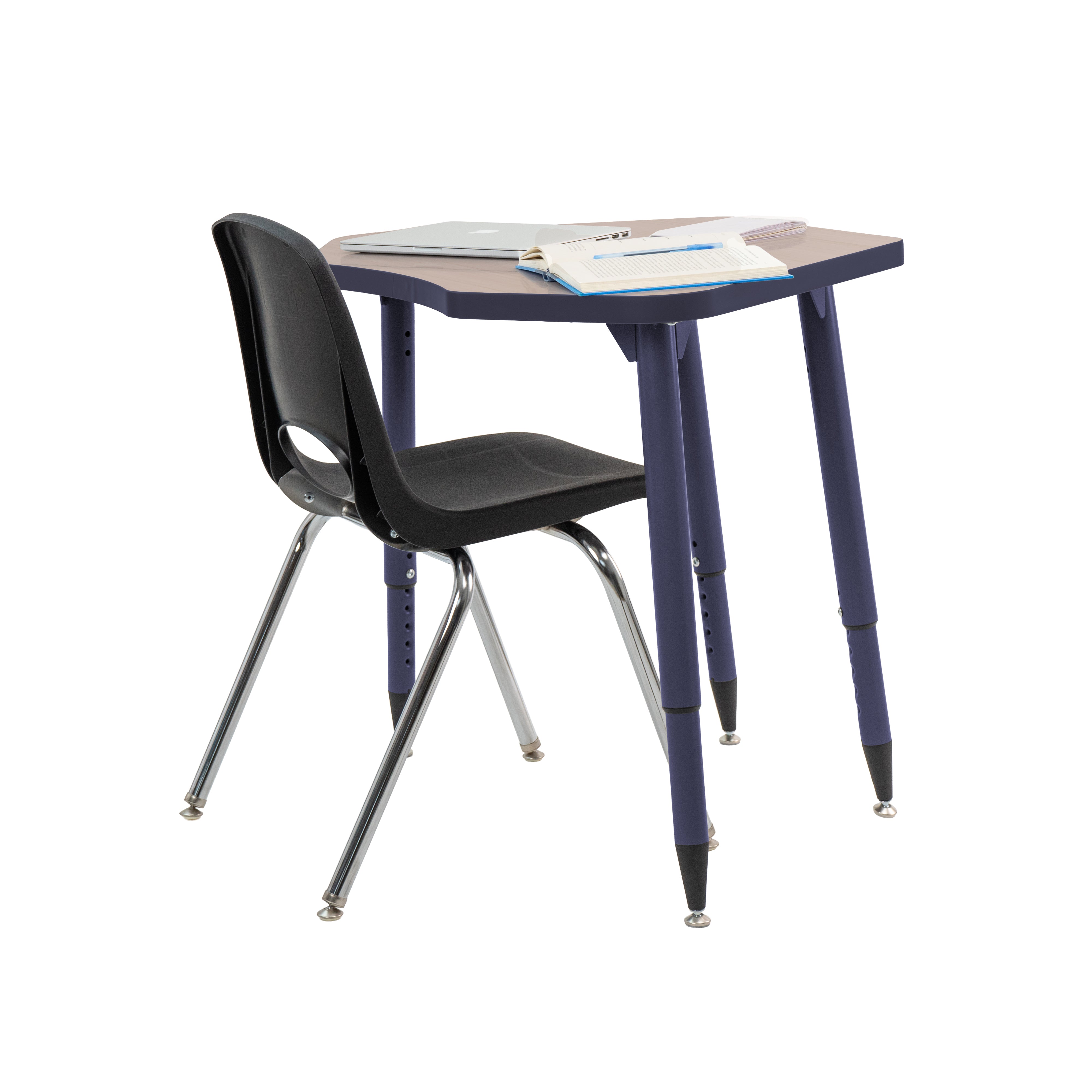 Adapte 24" x 36" Petal Thermofused Activity Table with Adjustable Tapered Legs - Asian Sand/Navy