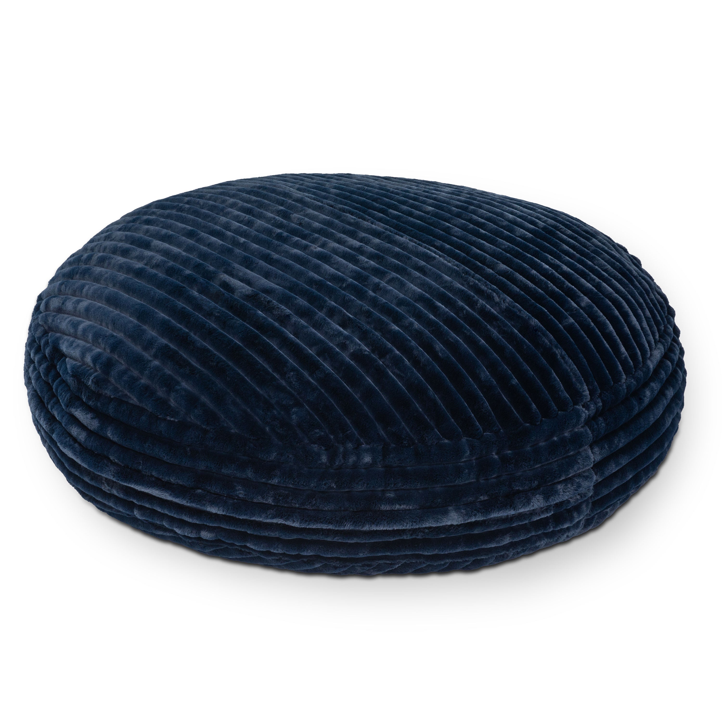 Jaxx 6 Foot Cocoon - 2-in-1 Convertible Bean Bag Bed & Large Bean Bag Chair for Adults, Premium Luxe Faux Fur - Mondo Midnight Blue