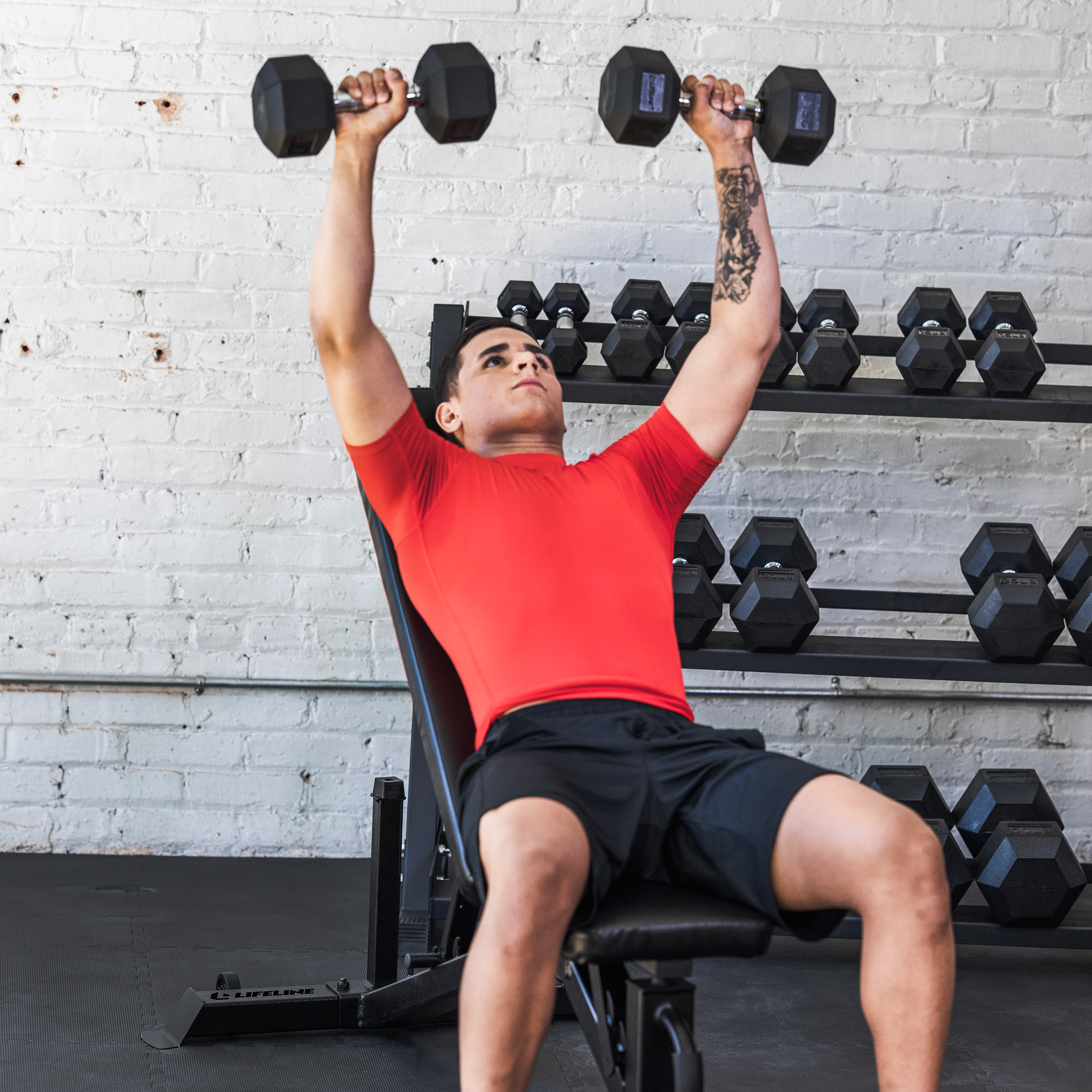 Lifeline 380Lb Hex Rubber Dumbbell Set - 10Lb, 15Lb, 20Lb, 25Lb, 30Lb, 40Lb, 50Lb Set