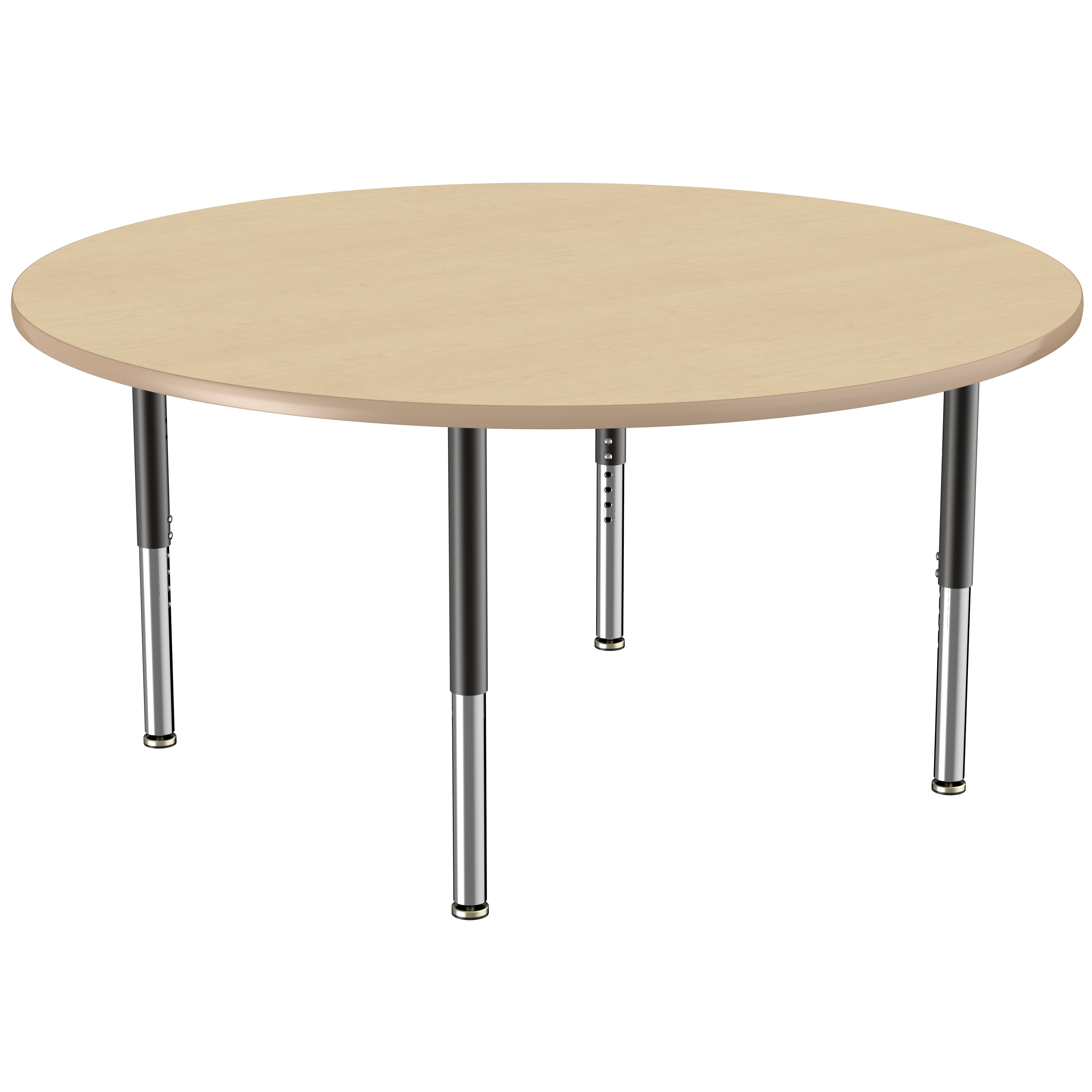 60" Round T-Molding Activity Table with Adjustable Super Legs - Maple/Maple/Black