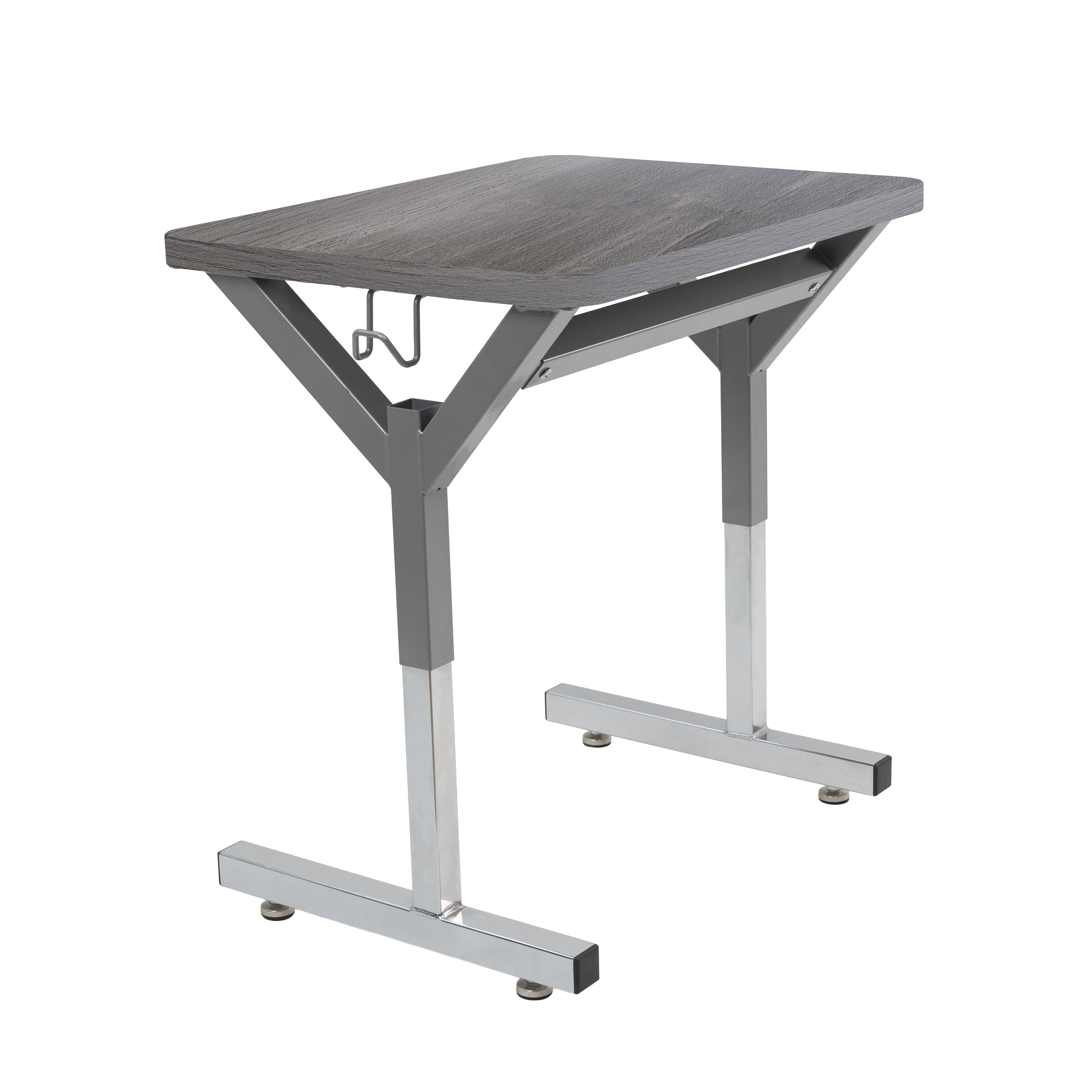 20" x 26" Rectangle Thermofused Table Desk with Adjustable Y-Frame - Gray Wood/Silver