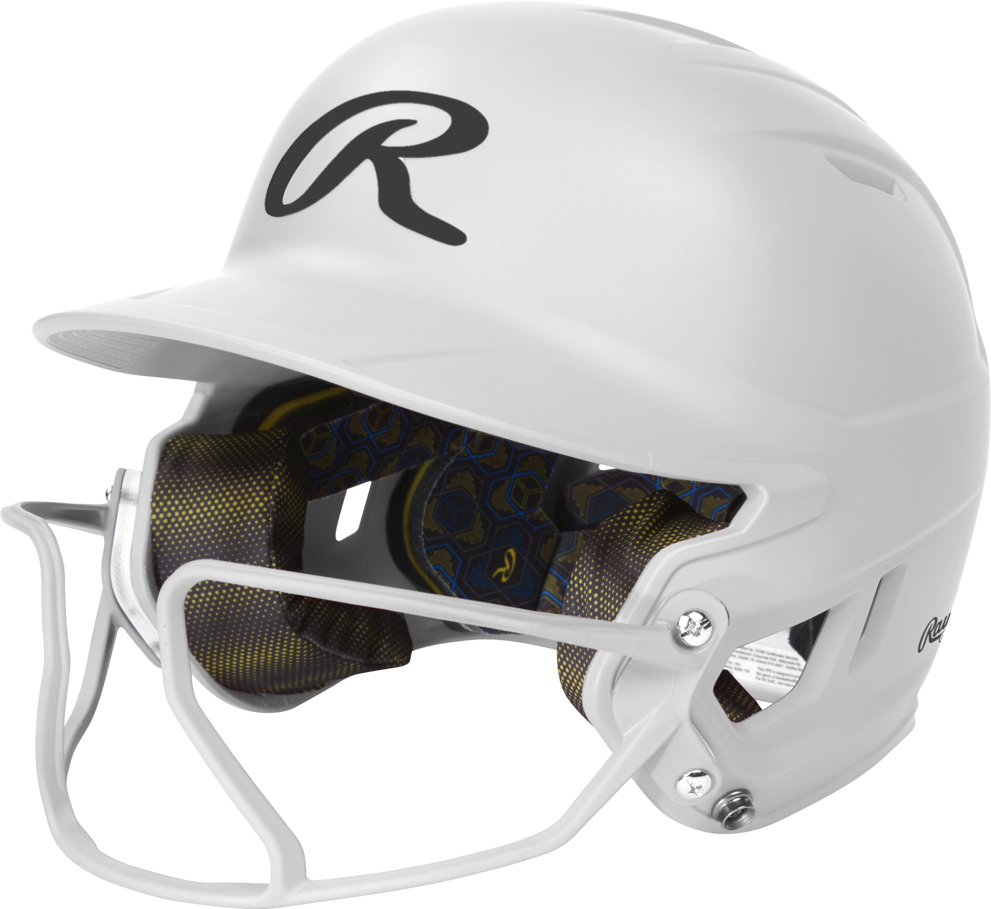 Rawlings Mach Hi-Viz Senior Matte Batting Helmet With Hi-Viz Face Guard - White