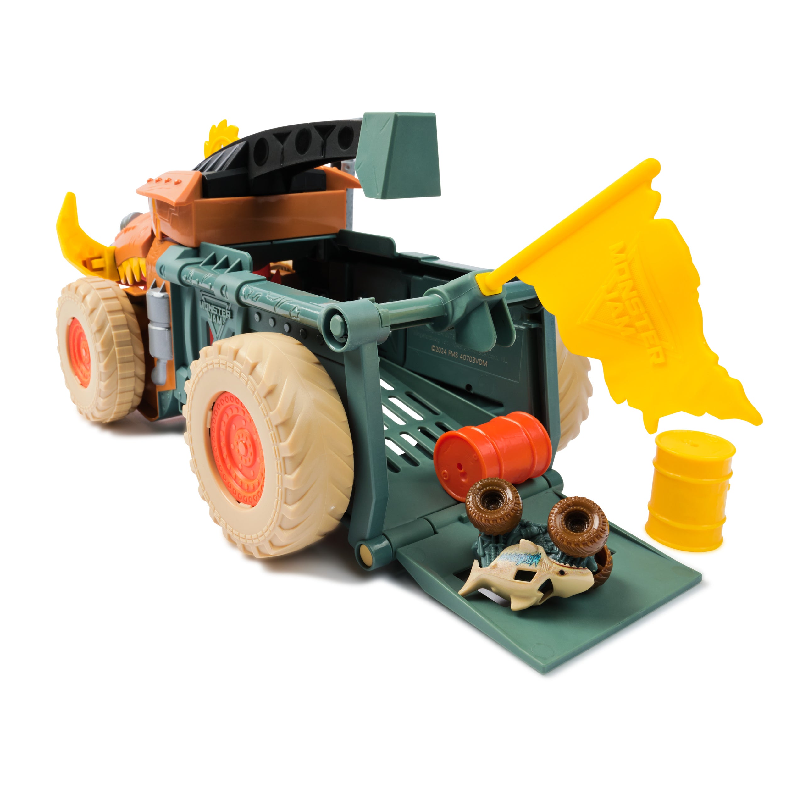 Monster Jam Mini Jam, Megalodon Mad Hog Chomper and Monster Truck, Fun Cleanup and Storage, Kids Toy Gifts for Boys and Girls Ages 3 and Up