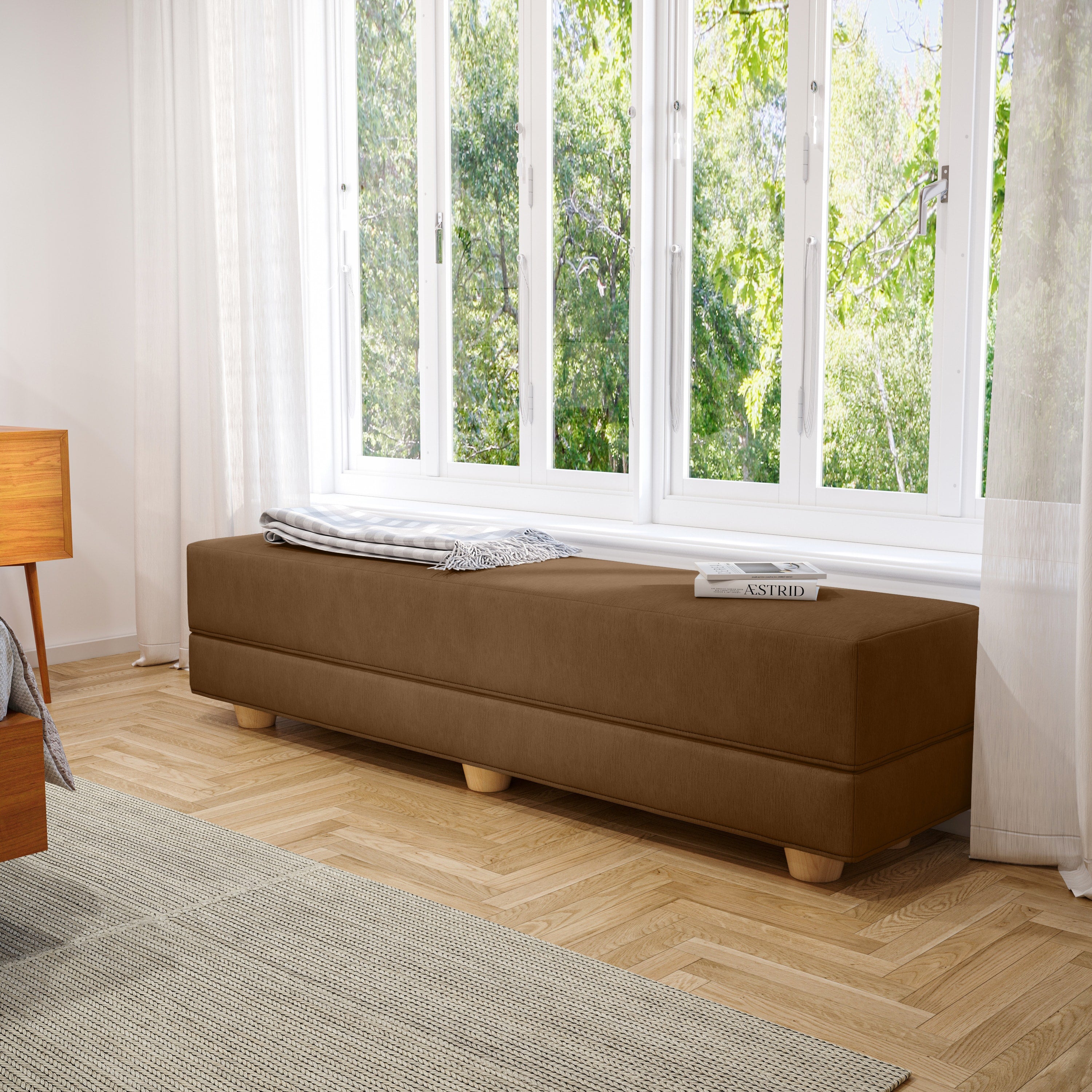 Jaxx Camden Convertible Bed Bench / Fold-Out Twin Guest Bed, Coffee