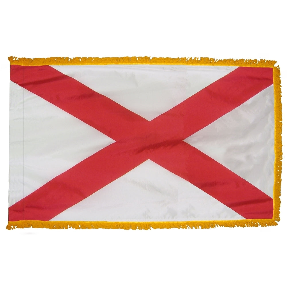 Alabama State Flag 4x6 ft. Nylon with Pole Sleeve and Gold Fringe for Parades, and Indoor Display