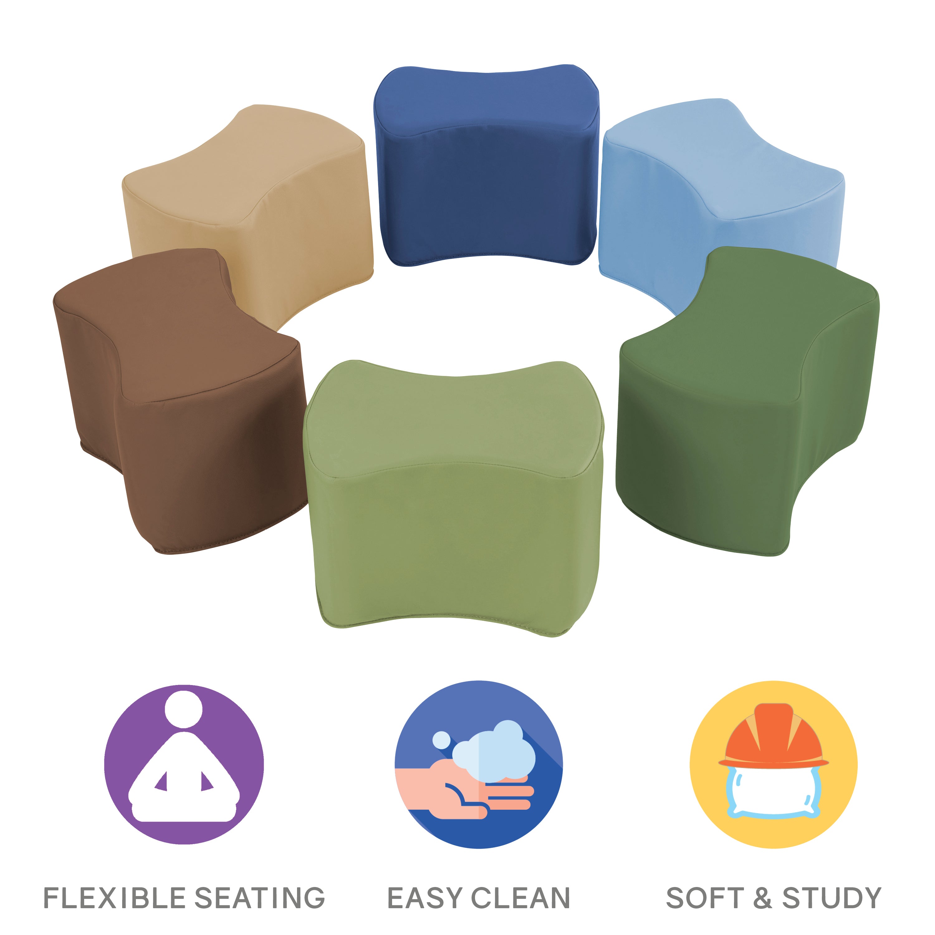 SoftScape Butterfly Seating Set 10" Height, 6-Piece - Earthtone