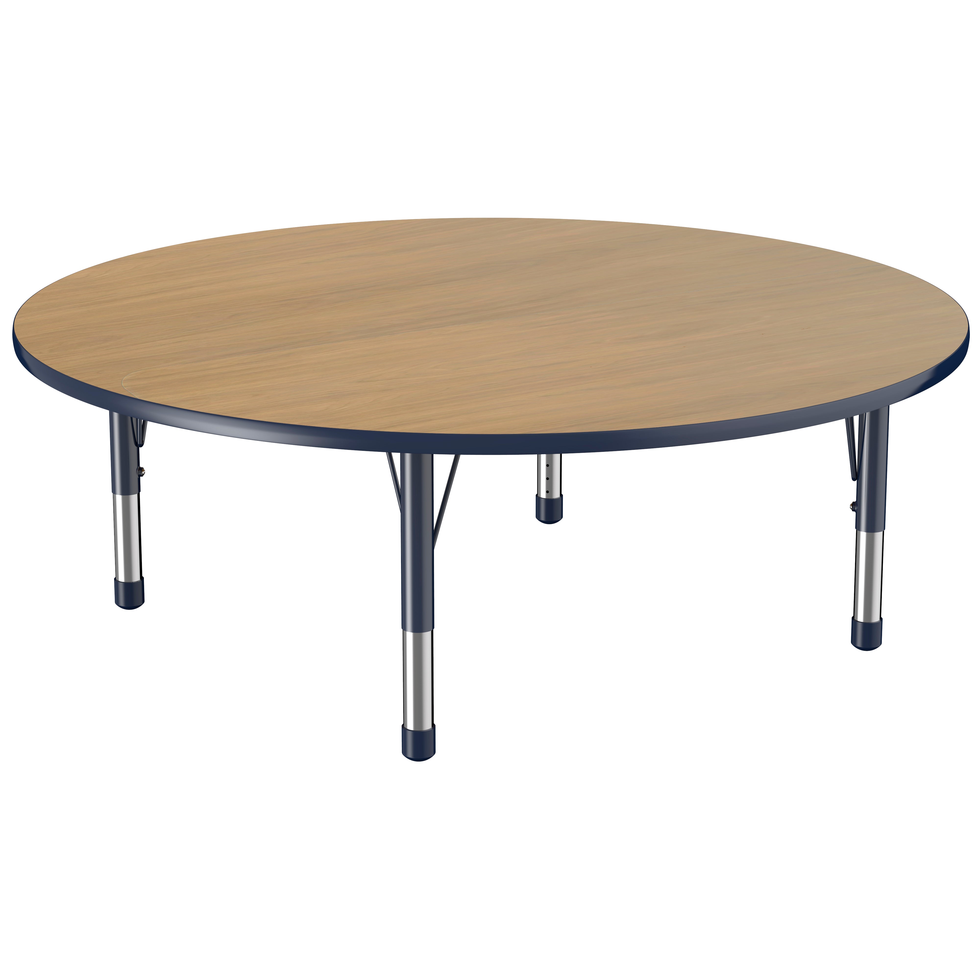 60" Round T-Molding Activity Table with Adjustable Chunky Legs - Pasadena Oak/Navy