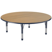 60" Round T-Molding Activity Table with Adjustable Chunky Legs - Pasadena Oak/Navy