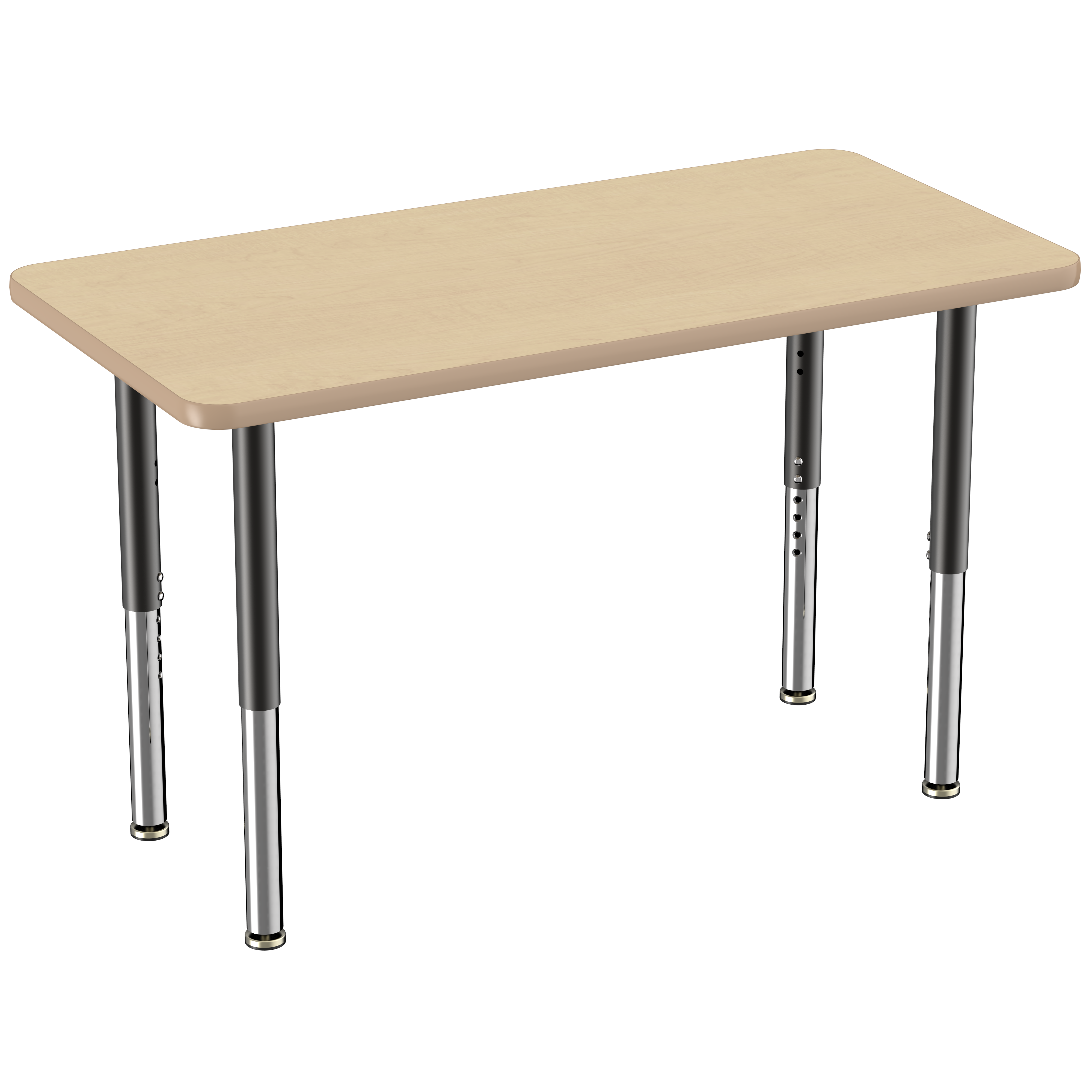 24" x 48" Rectangle T-Molding Activity Table with Adjustable Super Legs - Maple/Maple/Black