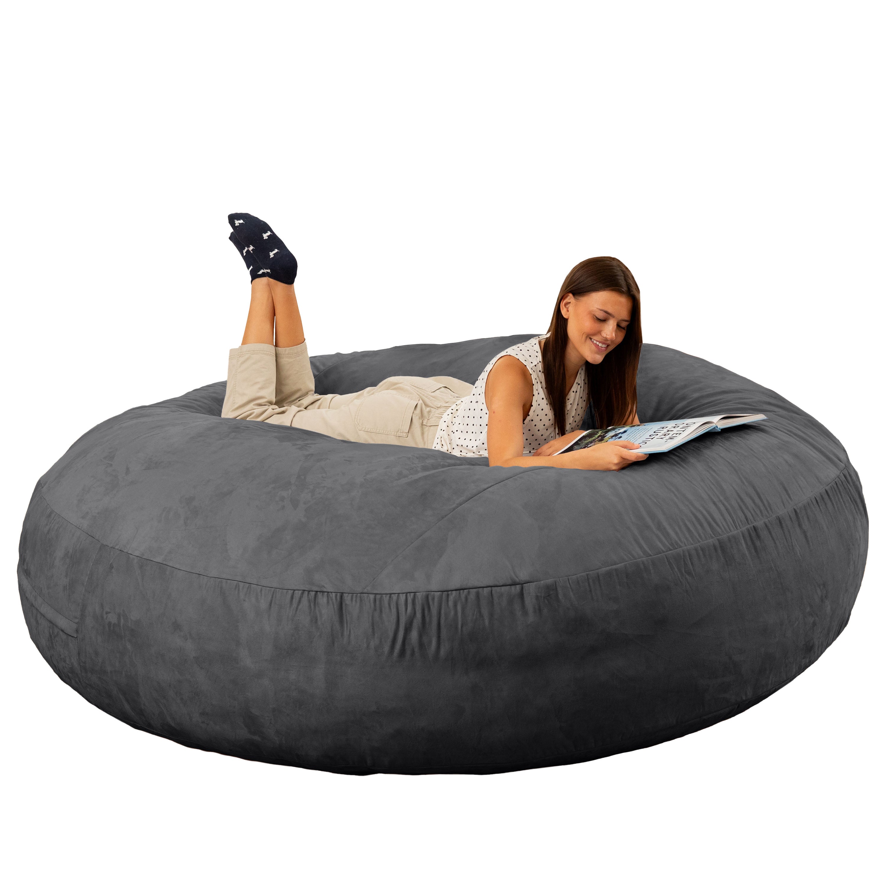 Jaxx 6 Foot Cocoon - 2-in-1 Convertible Bean Bag Bed & Large Bean Bag Chair for Adults, Black