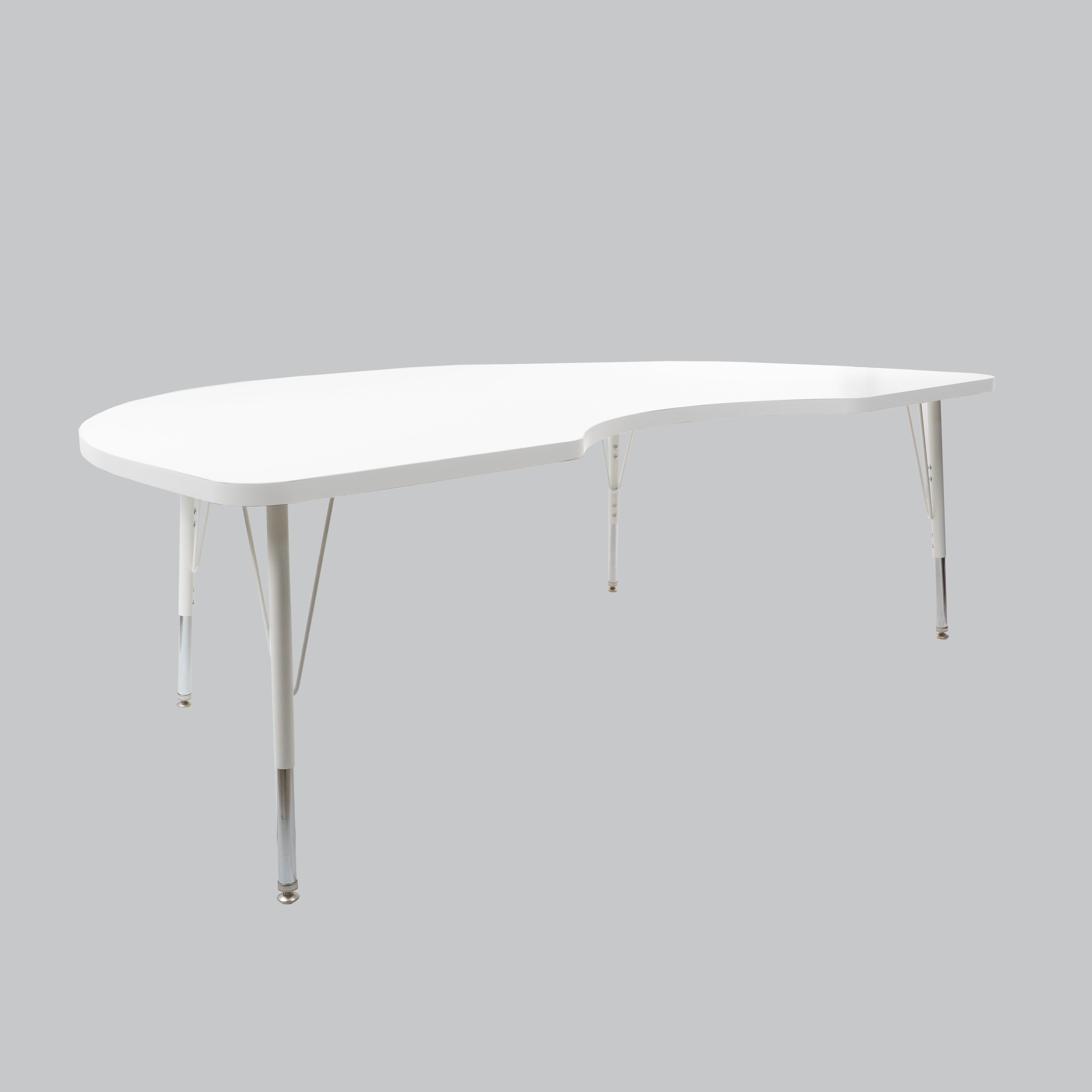 48" x 72" Kidney Thermofused Activity Table with Adjustable Standard Swivel Glide Legs - White/Light Gray/White