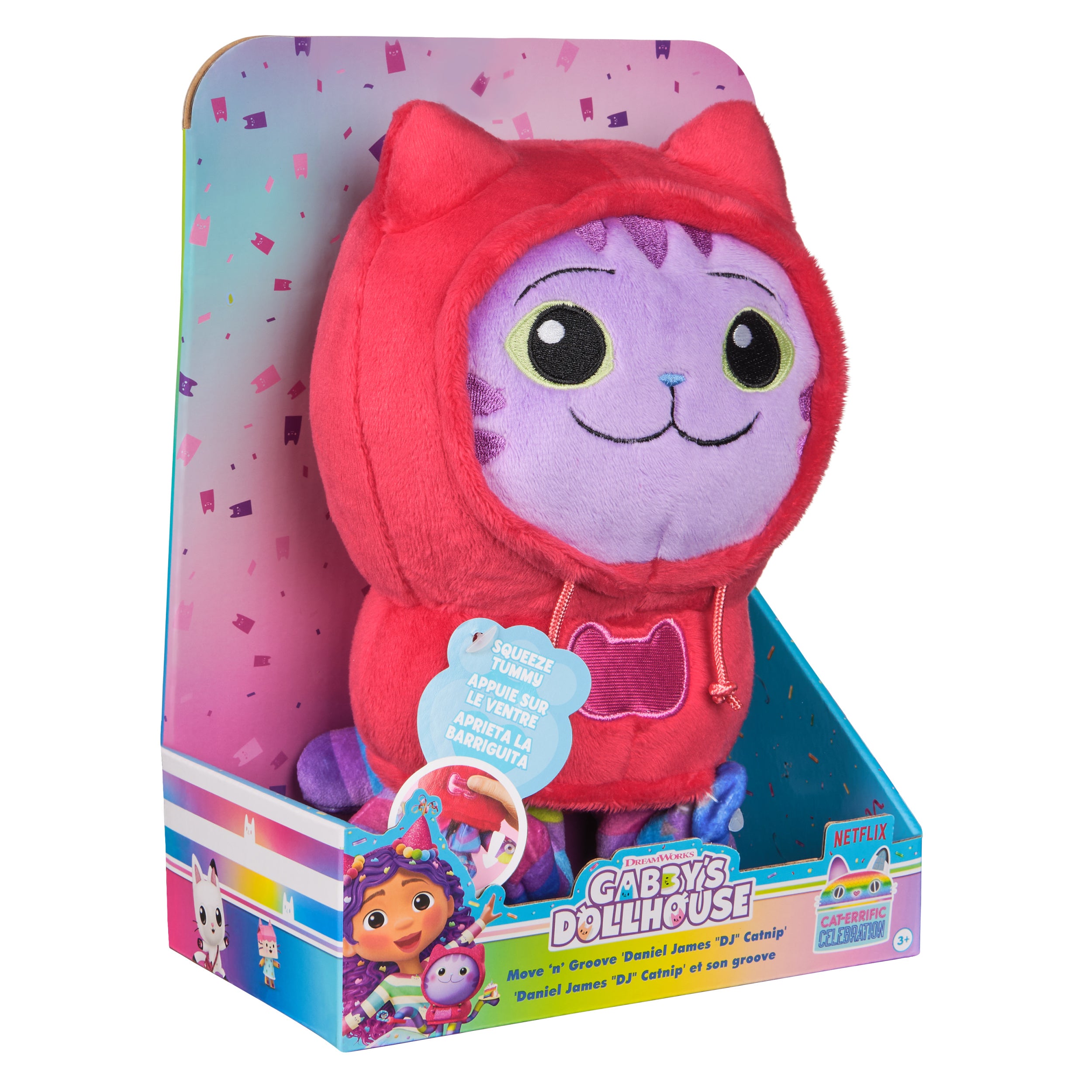 Gabby’s Dollhouse, Move & Groove Daniel James DJ Catnip Plush Toy, 10-Inch Tall Stuffed Animal with Moving Arms, Kids Toys for Girls & Boys Ages 3+
