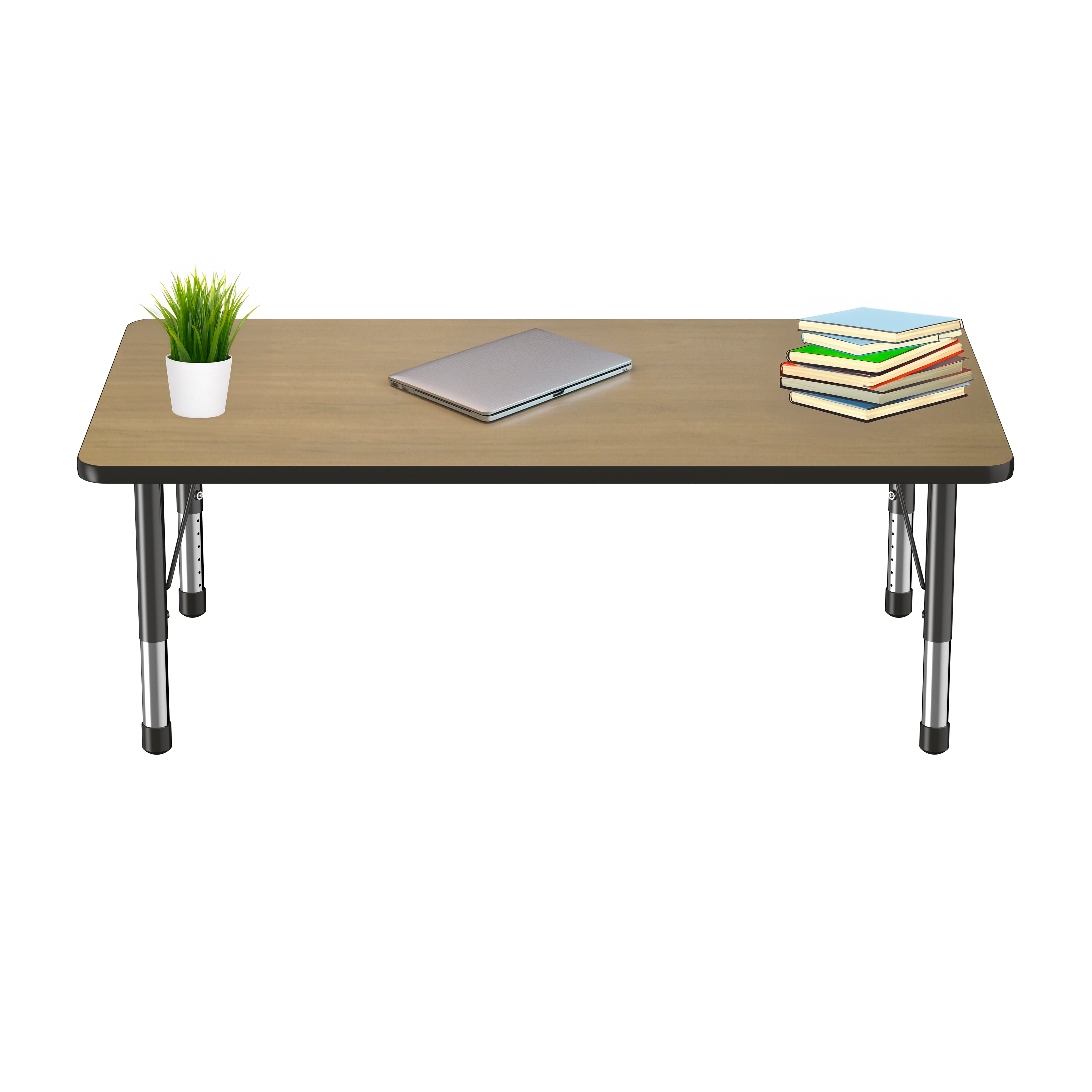 36" x 60" Rectangle T-Molding Activity Table with Adjustable Chunky Legs - Pasadena Oak/Black