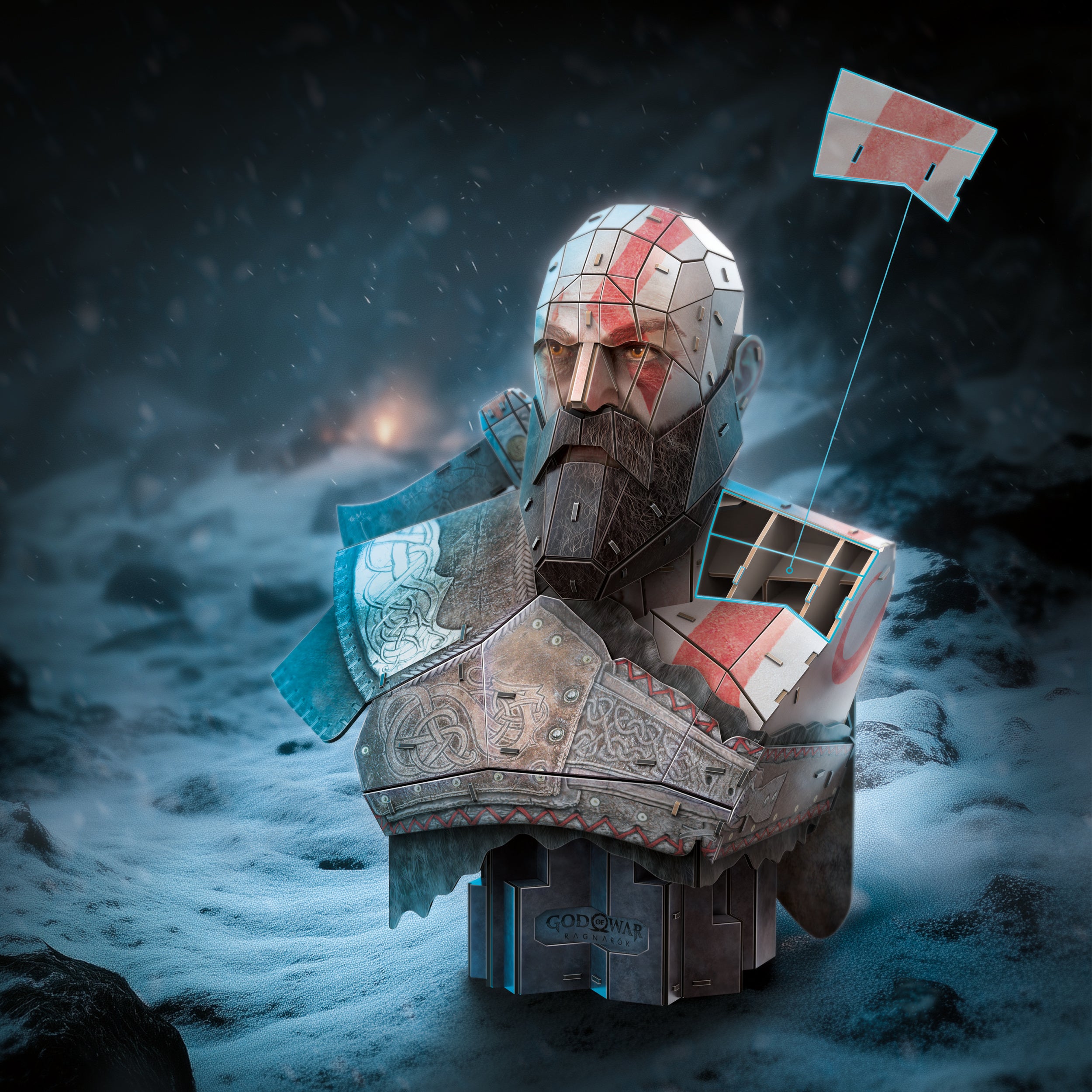 4D Build, God of War Kratos 3D Model Kit, PlayStation Game, Desk Décor, Adult Puzzles, Building Toys, 3D Puzzles for Adults & Teens, 150 Pieces, for Ages 12 & Up