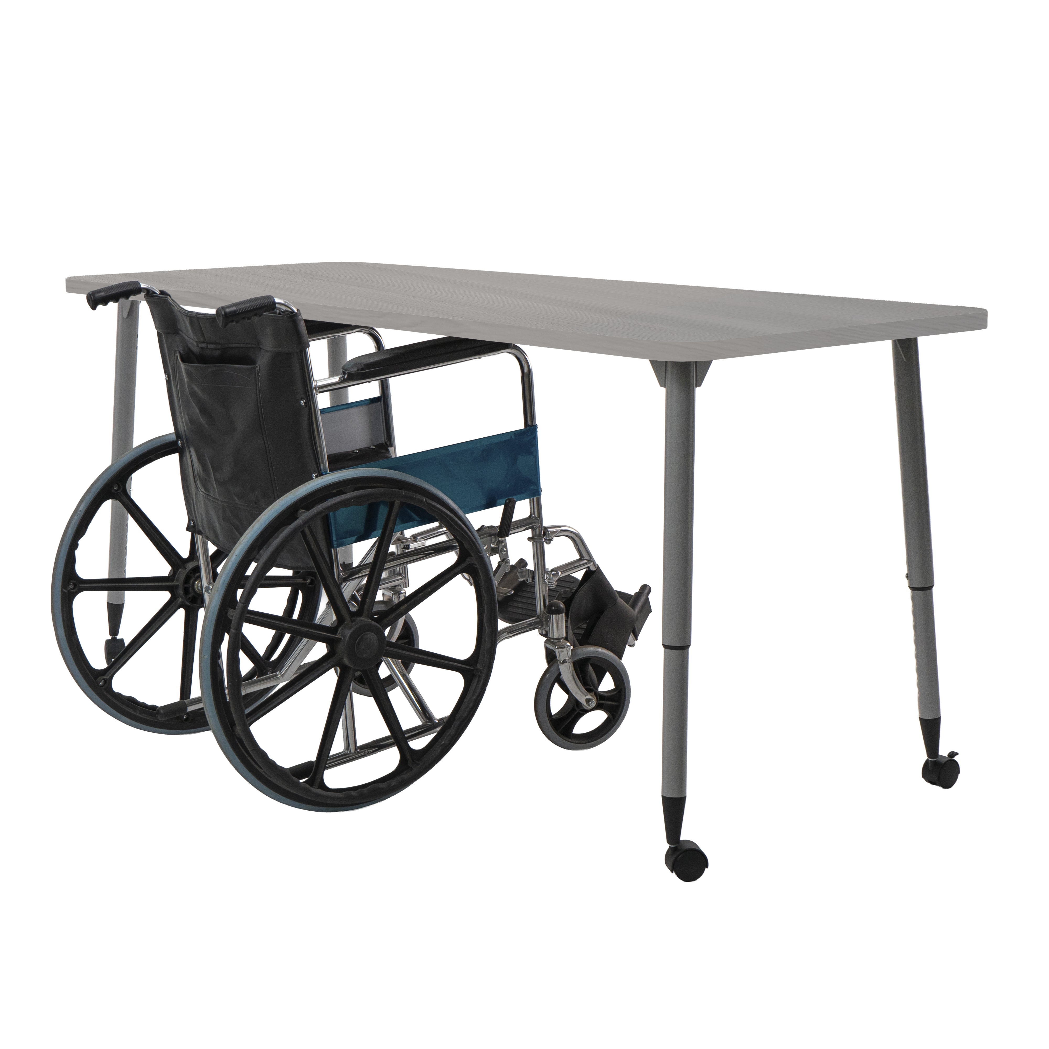 Adapte 30" x 72" Rectangle Woodgrain Activity Table with Adjustable Tapered Legs - Light Gray Wood/Silver