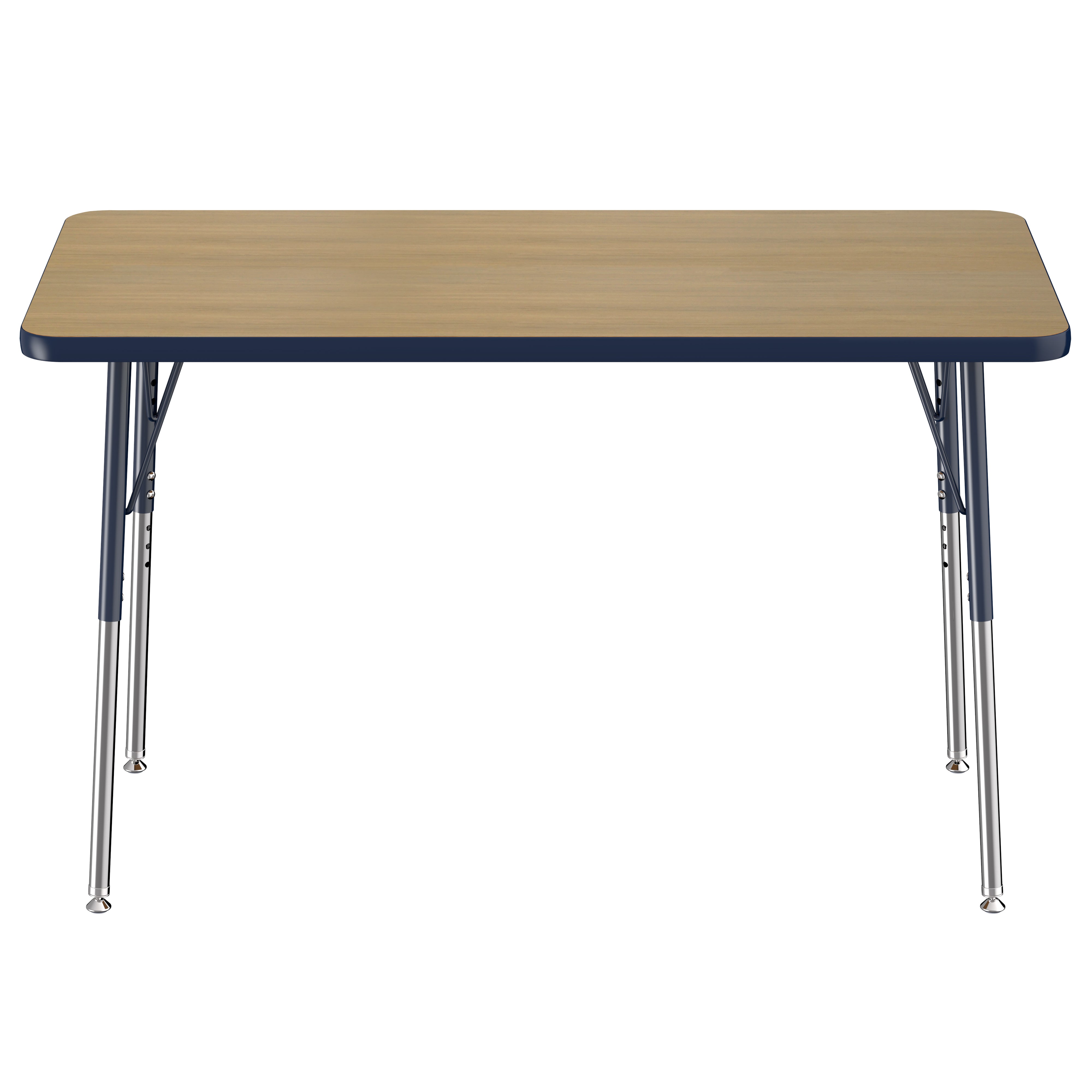 24" x 48" Rectangle Thermofused Activity Table with Adjustable Standard Swivel Glide Legs - Pasadena Oak/Navy