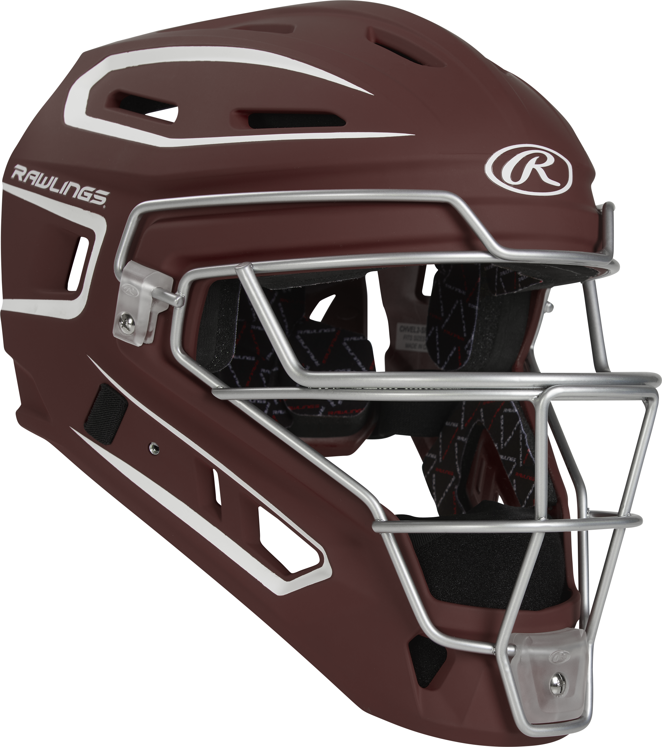 Rawlings Velo 2.0 Matte Senior Catchers Helmet - Cardinal/White