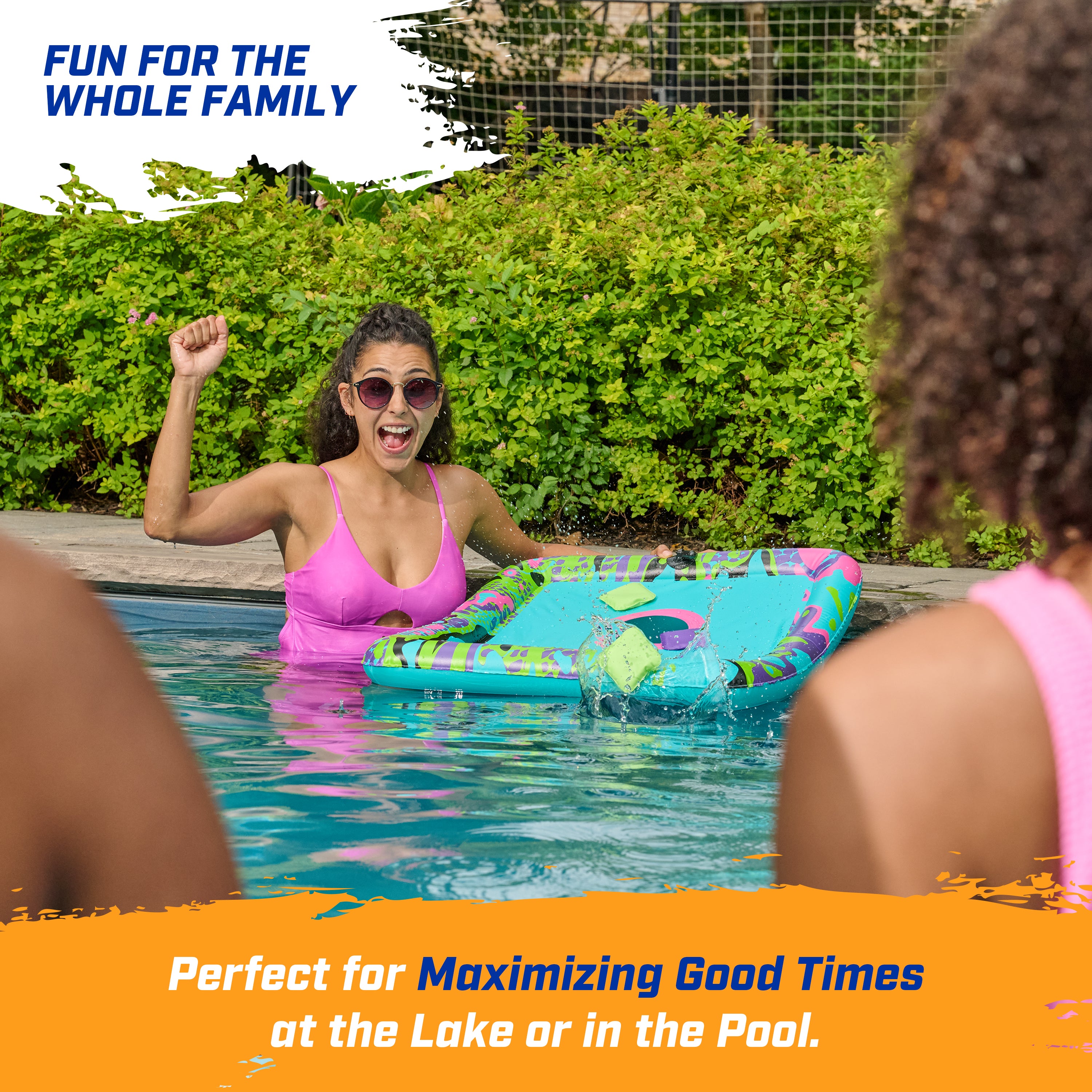 Swimways Hydro Cornhole, Pool Toys for Kids and Adults, Cornhole Toss Game for Beach, Lake and Swimming Pool, Outdoor Toys for Kids Aged 5 & Up