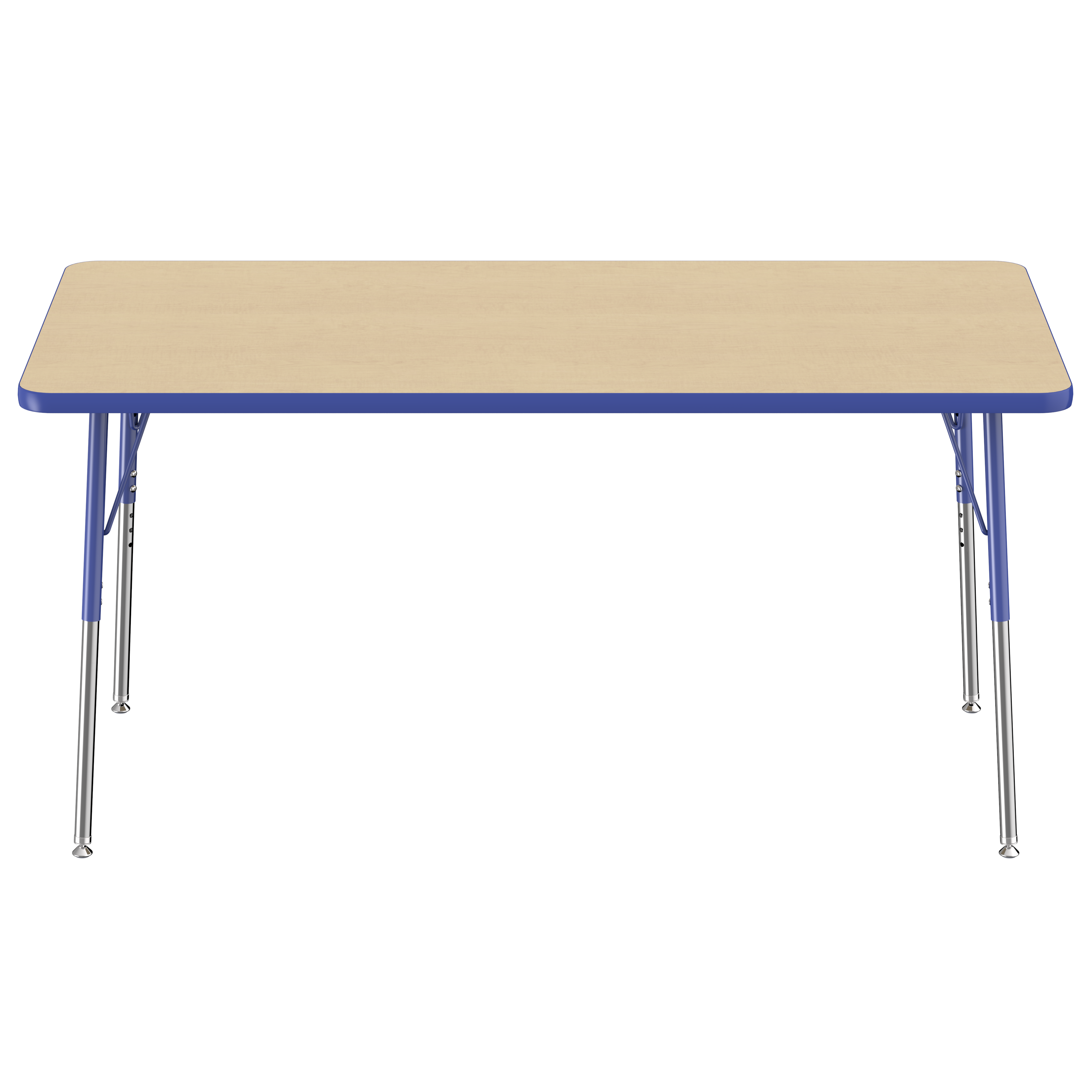30" x 60" Rectangle T-Molding Activity Table with Adjustable Standard Swivel Glide Legs - Maple/Blue