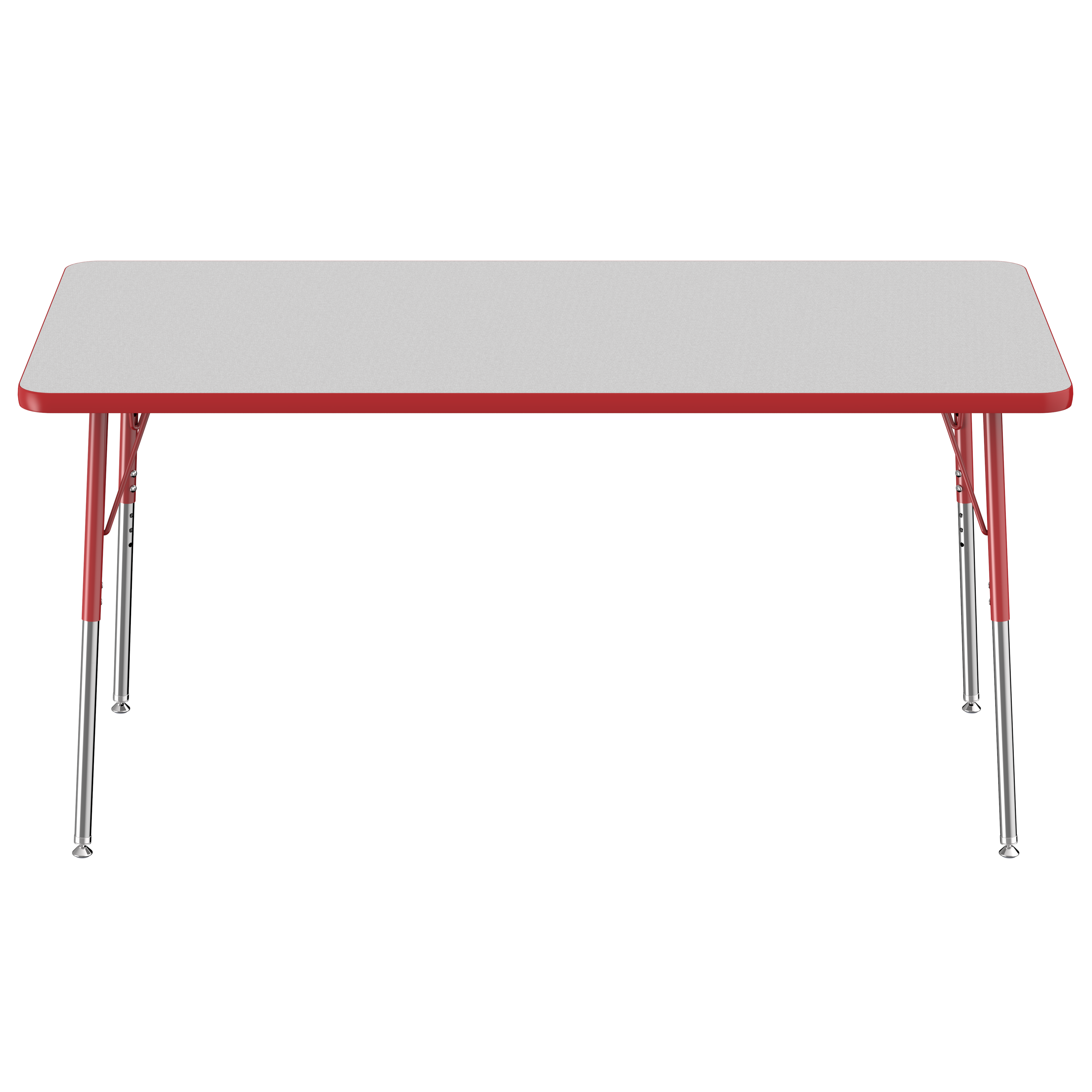 30" x 60" Rectangle T-Molding Activity Table with Adjustable Standard Swivel Glide Legs - Gray/Red