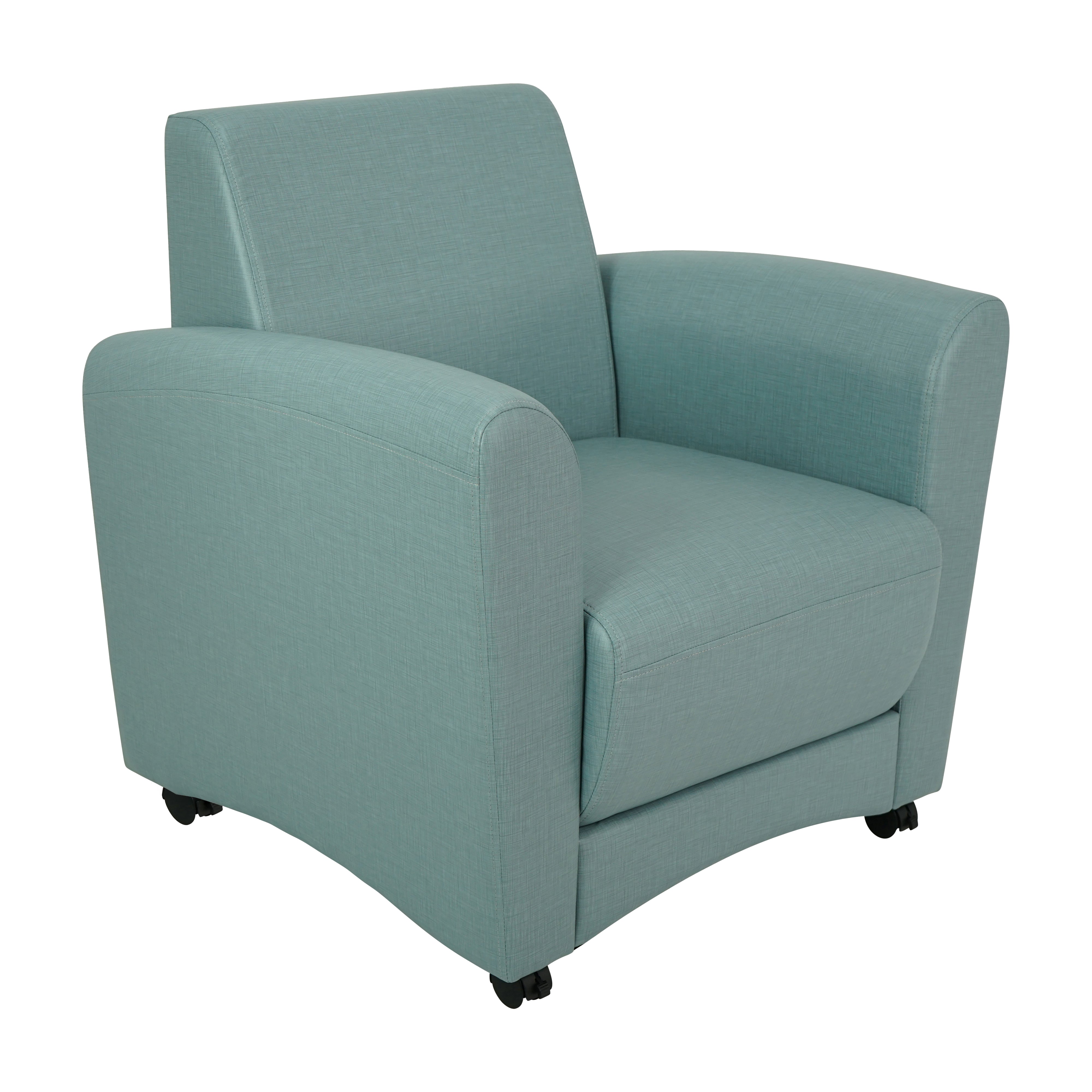 Pro Series Upholstered Mobile Common Area Chair - Sky Blue Crosshatch