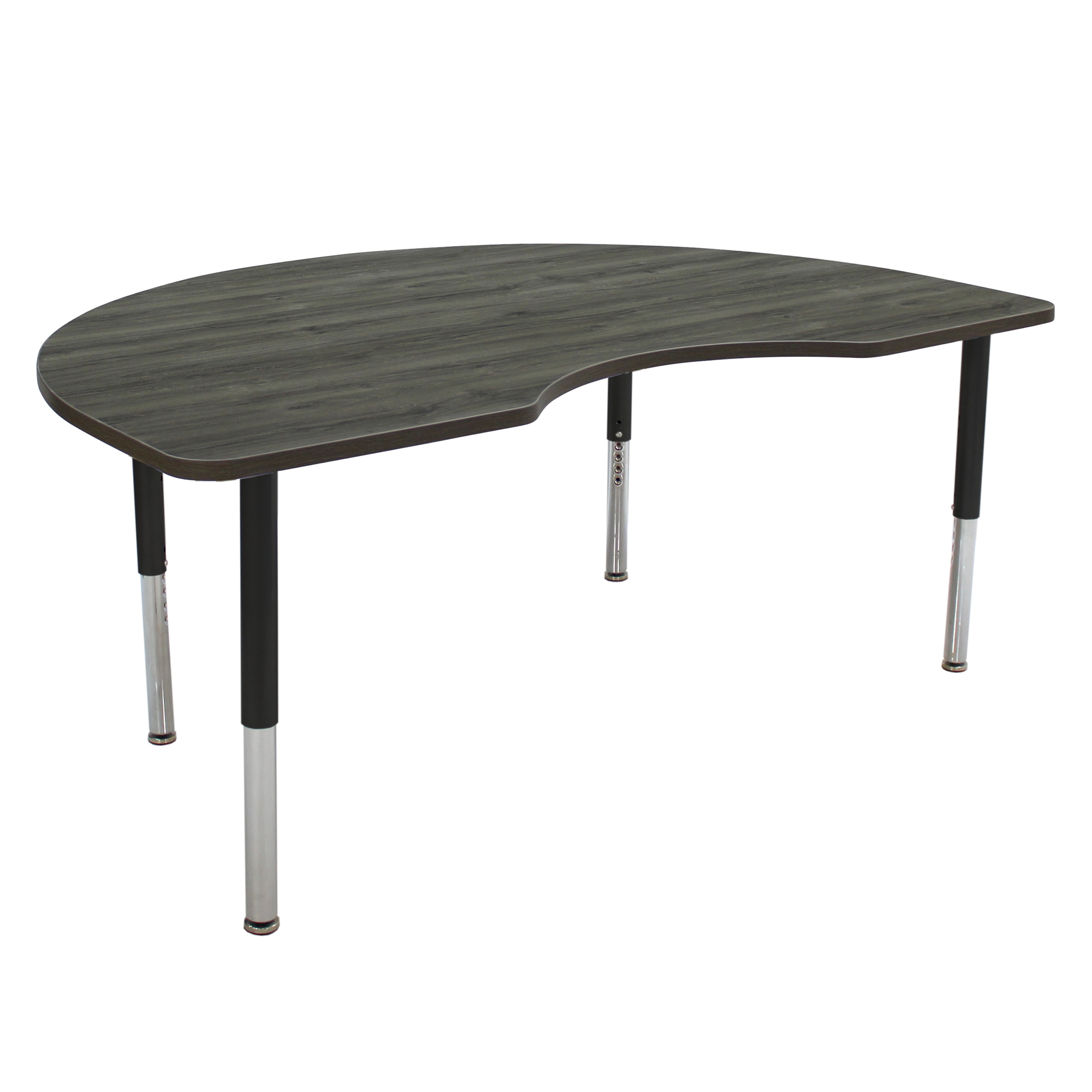 48" x 72" Kidney La Madera Activity Table with Adjustable Super Legs - Gray Wood/Black