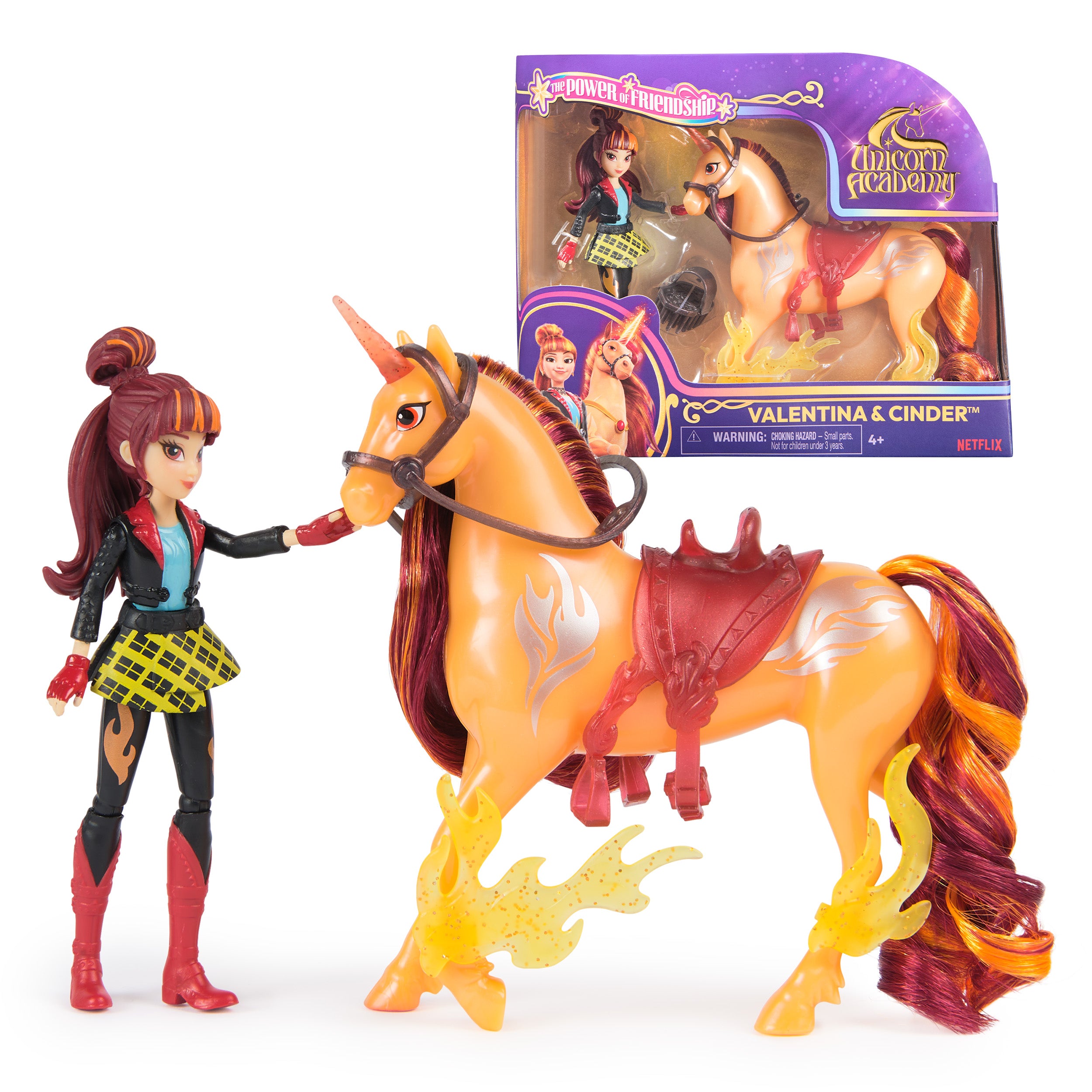 Unicorn Academy, Valentina & Cinder Power of Friendship Set, Translucent Saddle & 2 Power Accessories, Dolls & Unicorn Toys for Girls Ages 4 and up