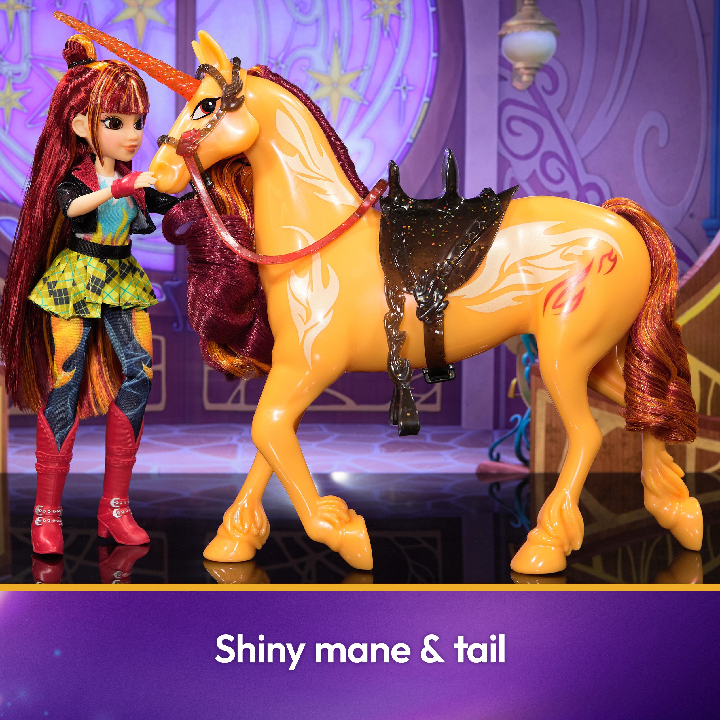 Unicorn Academy, Power of Friendship Cinder with Translucent Saddle & Bridle, 11”, Dolls & Unicorn Toys for Girls Ages 4 and up