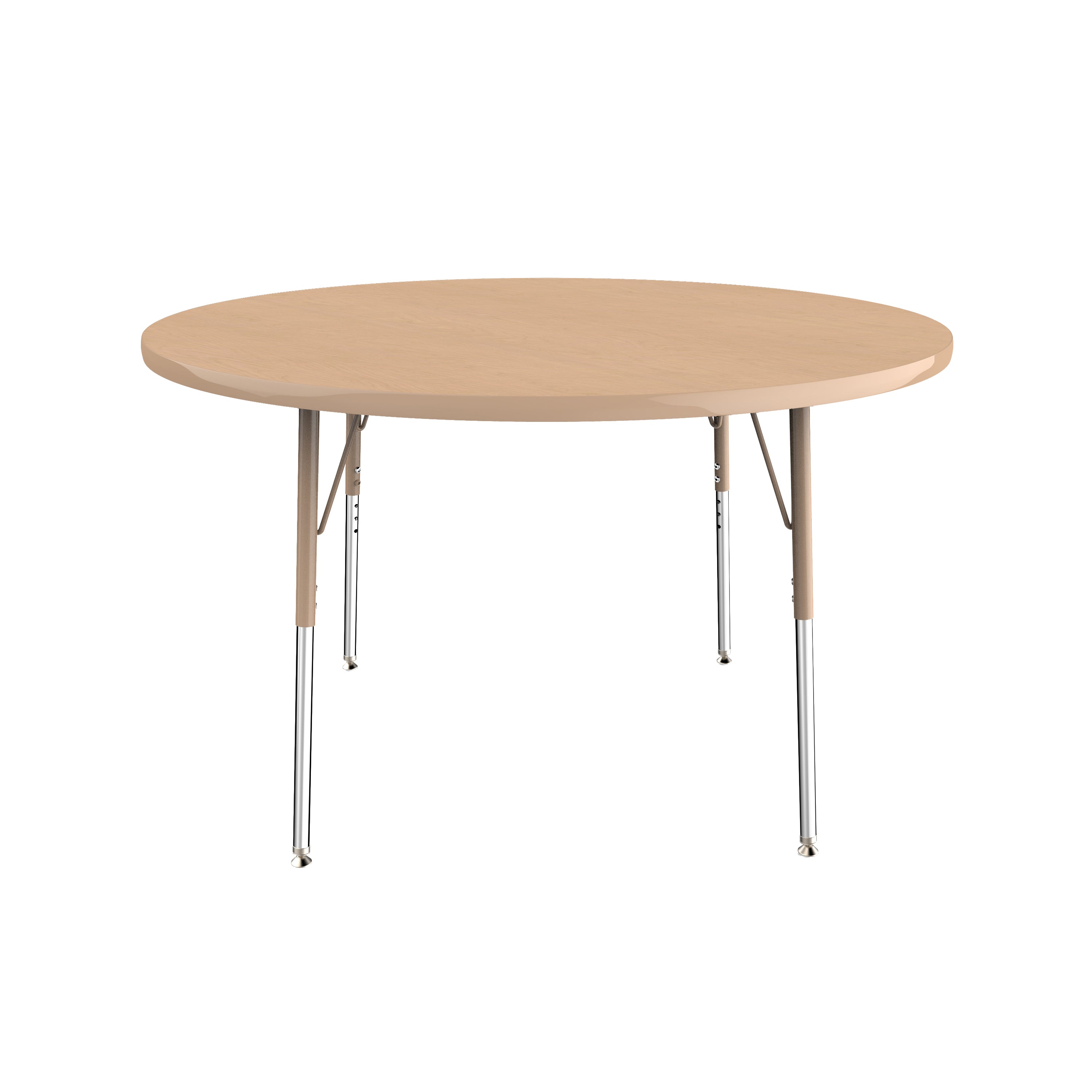 48" Round T-Molding Activity Table with Adjustable Standard Swivel Glide Legs - Maple/Sand