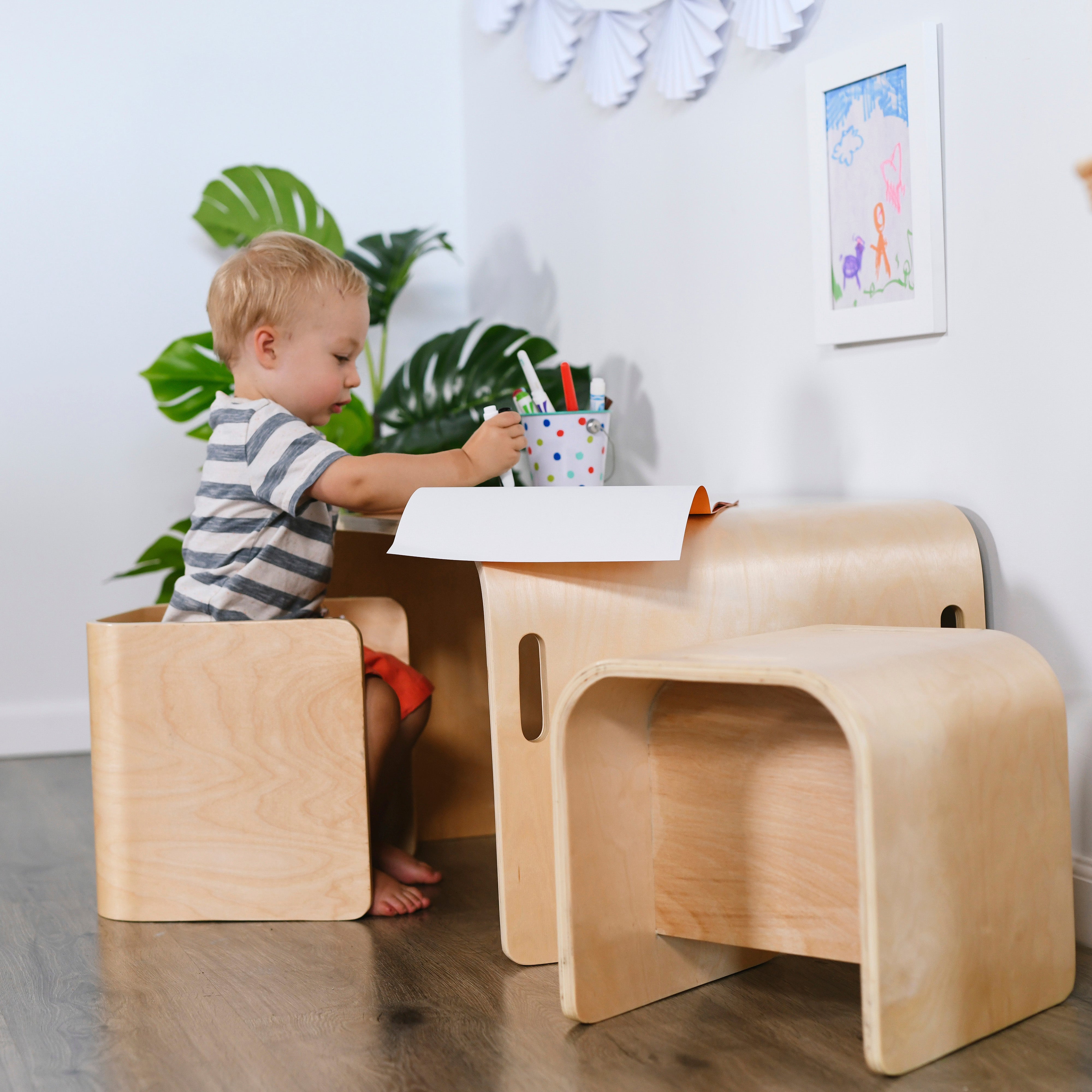 Bentwood Multipurpose Table and Chair Set - Natural