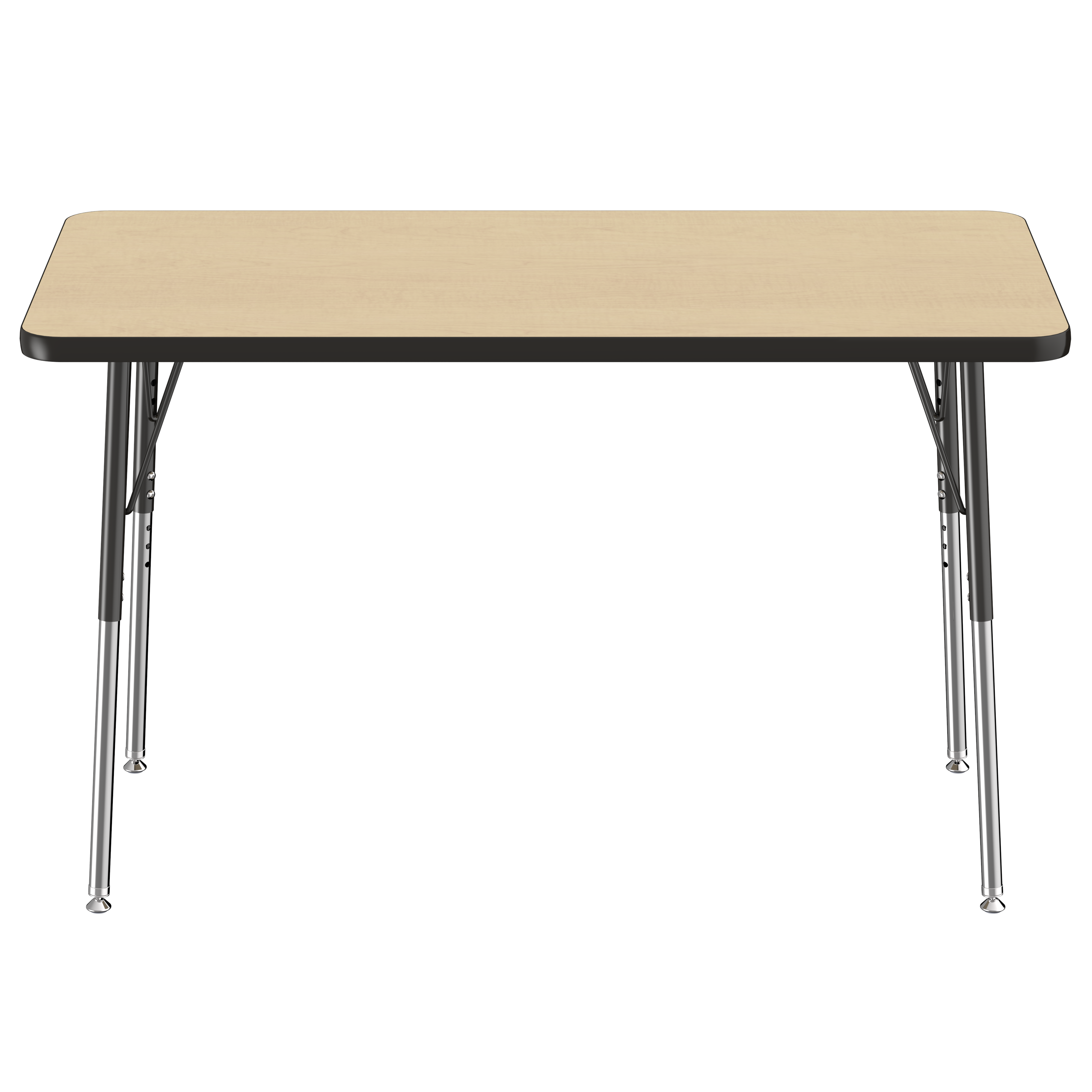 24" x 48" Rectangle T-Molding Activity Table with Adjustable Standard Swivel Glide Legs - Maple/Black